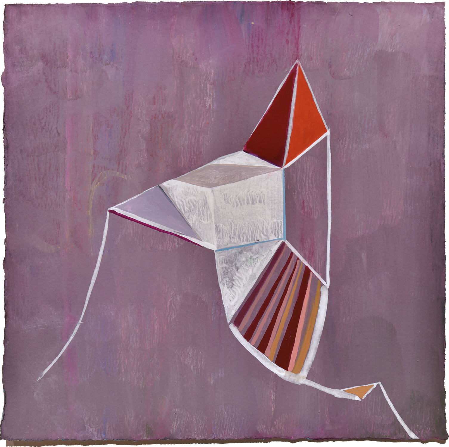 Ground Figure #37, Grey Schema with Vermillion Spire