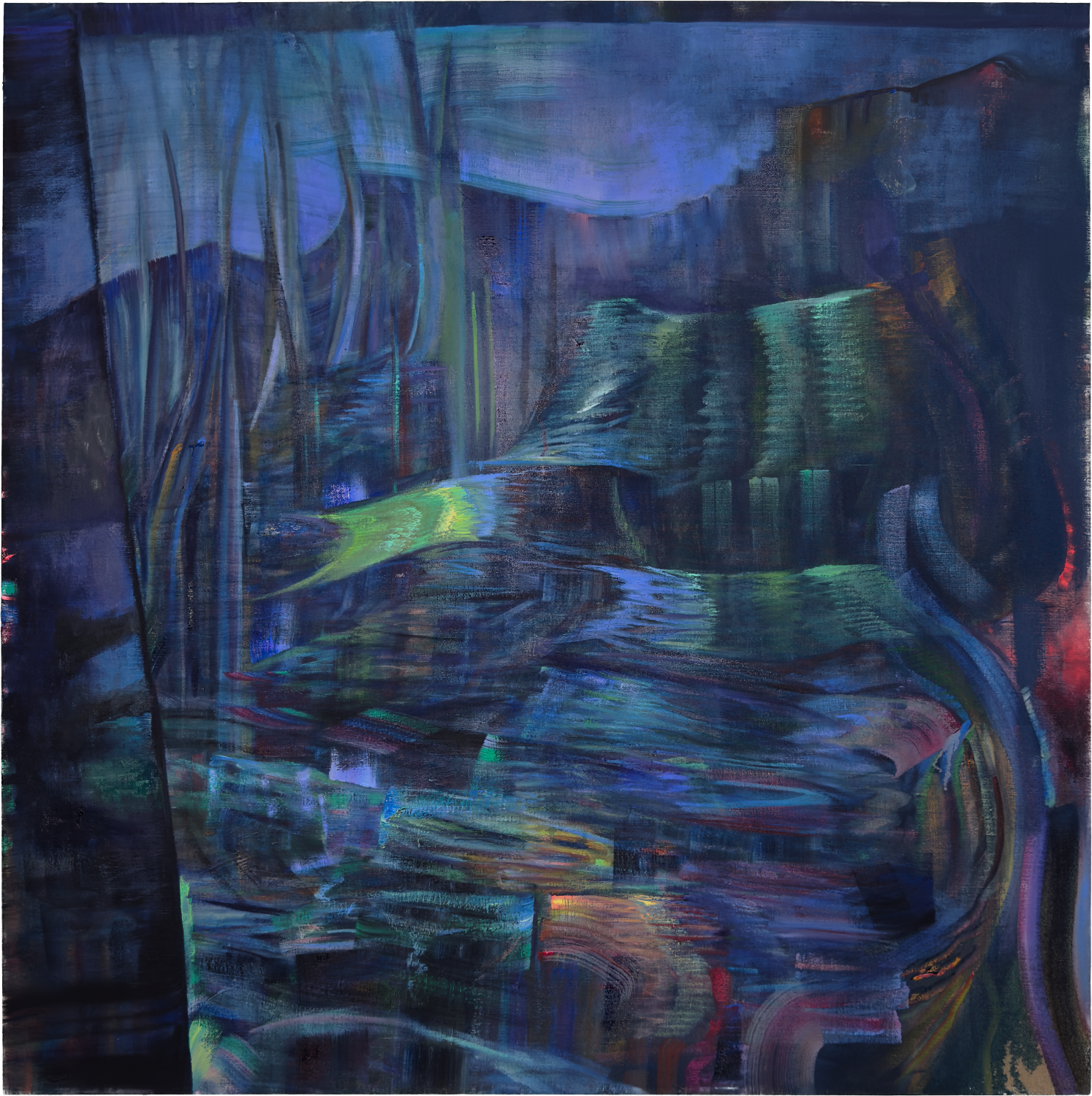 "Deep Space Mind Glitter, 3 AM", 44" x 44", Oil on linen, 2025.
