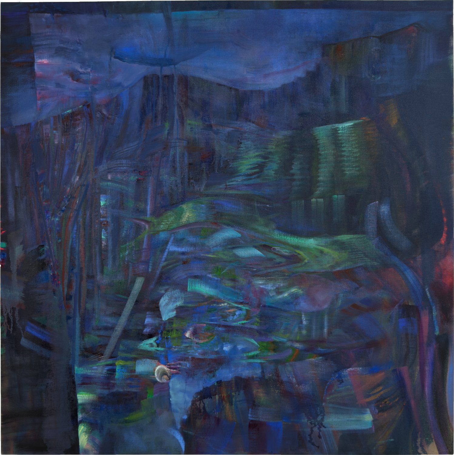 "Deep Space Mind Glitter, 3 AM", 44" x 44", Oil on linen, 2025.