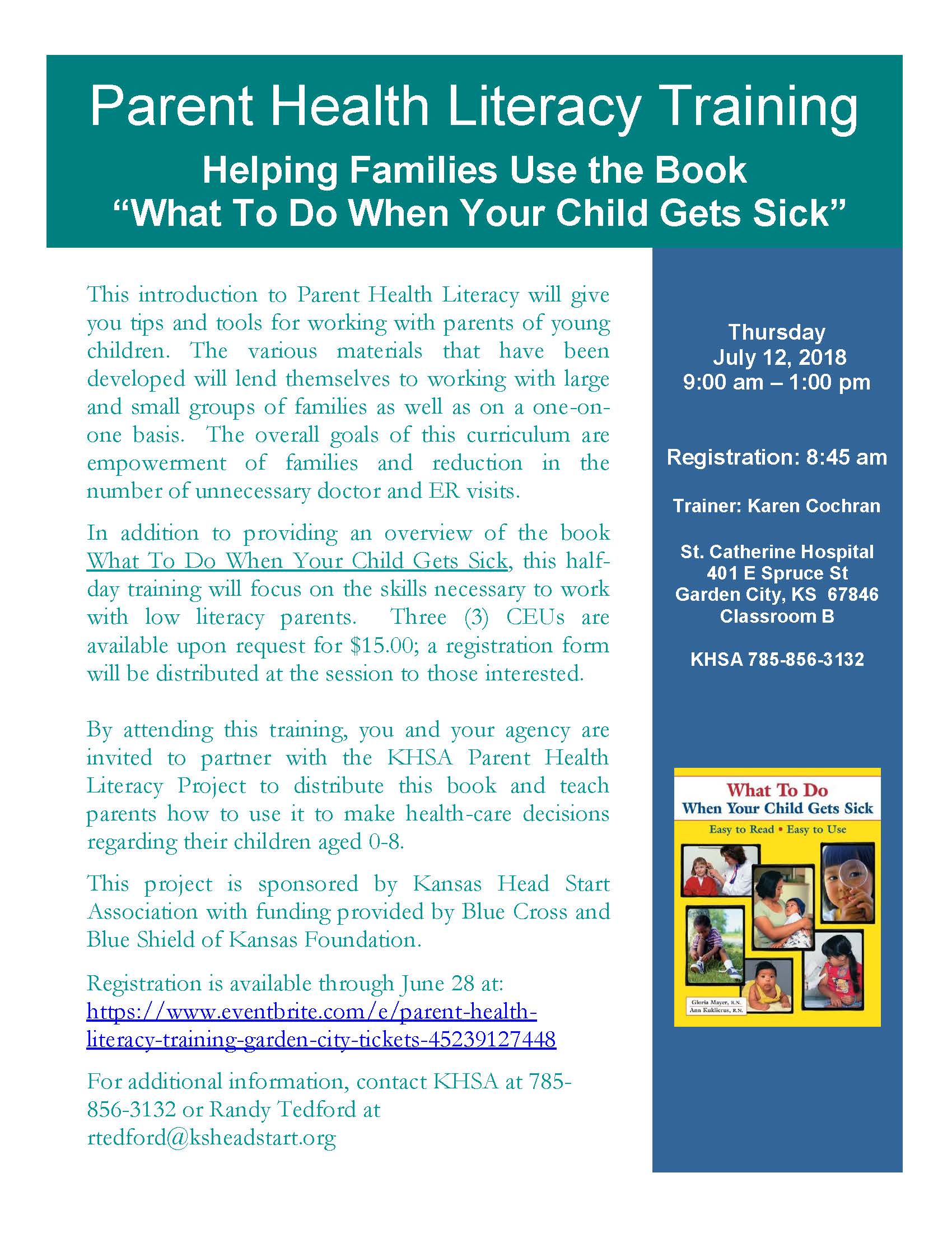 Parent Health Literacy Training Garden City Kansas Head Start