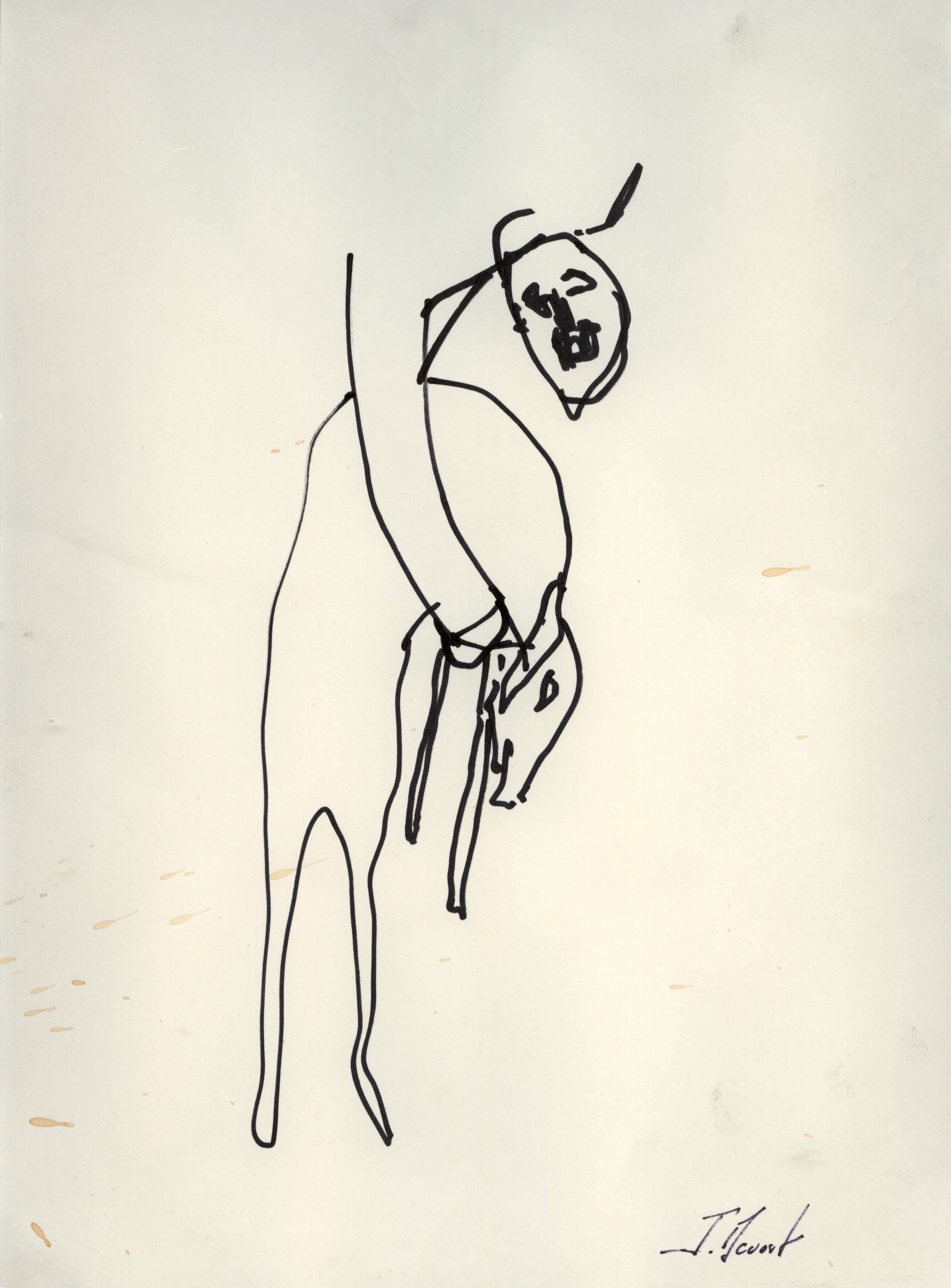 Esquisse « A la recherche de César » 1998. Technique mixte, 28 x 20 cm.