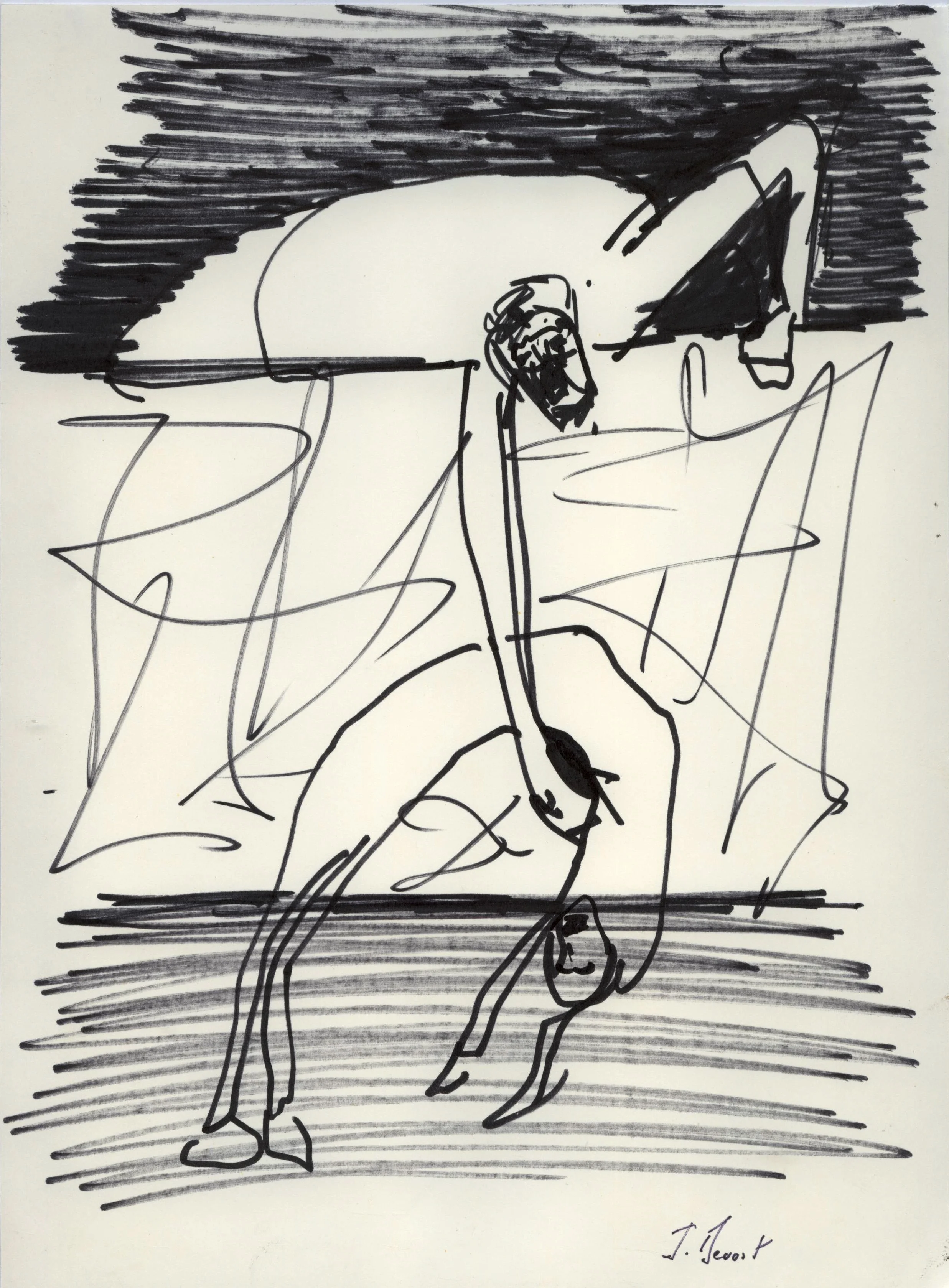 Esquisse « A la recherche de César » 1998. Technique mixte, 28 x 20 cm.