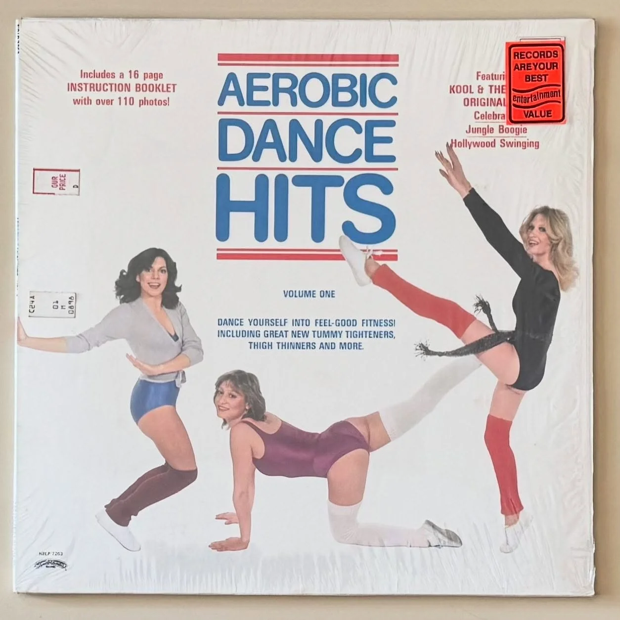 Record of the Day: not super common like the Jane Fonda one, pristine in shrink with a big aerobics instruction booklet! With Kool and the Gang and ONJ songs, get your workout on! The store is open 11 to 6 come on in.

#aerobics #koolandthegang #oliv