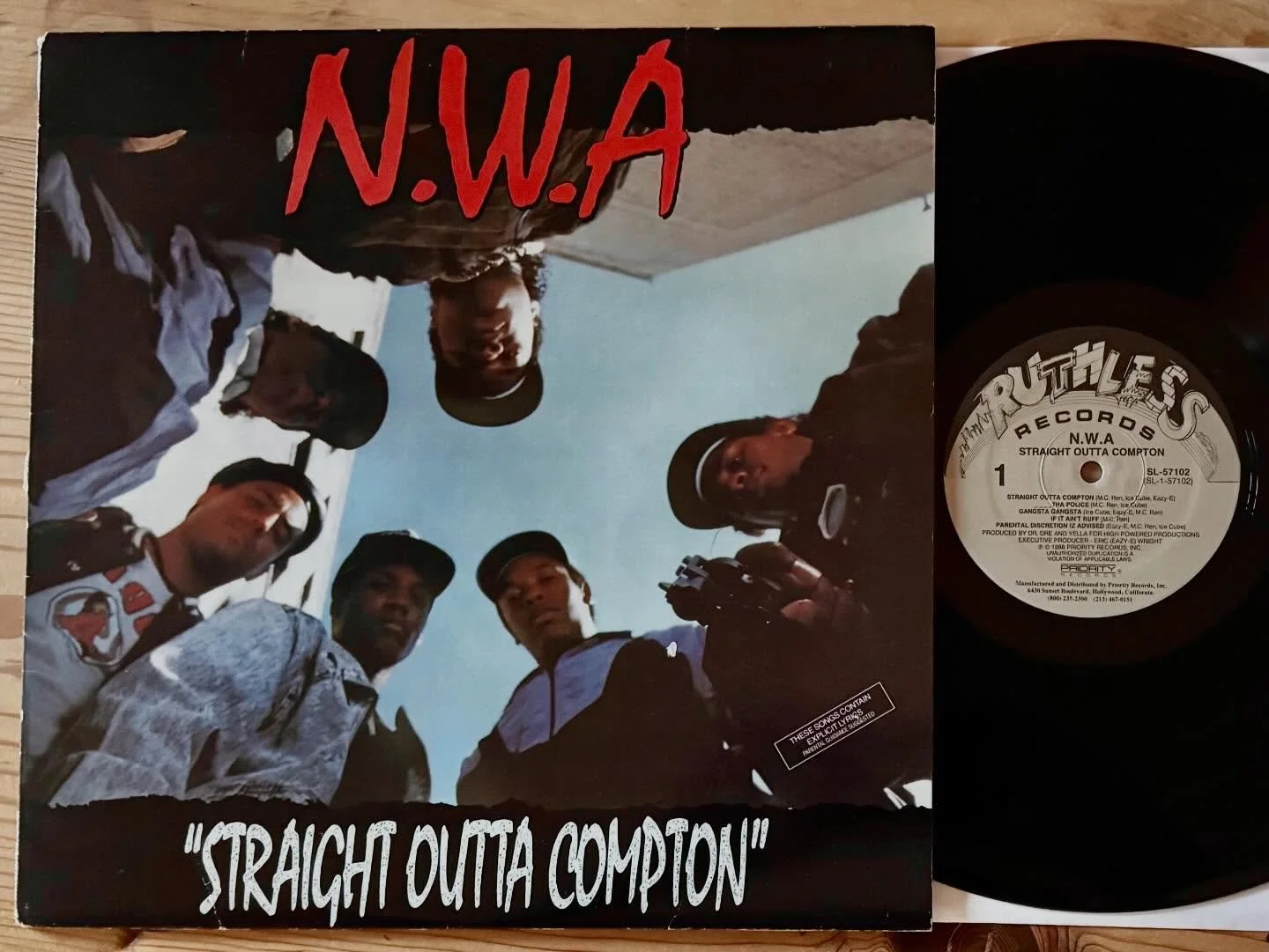 Record of the Day: super &ldquo;clean&rdquo; great sounding Ruthless OG! The store is open today 11 to 6 come on in.

#nwa #straightouttacompton #ruthlessrecords #og #gangsta