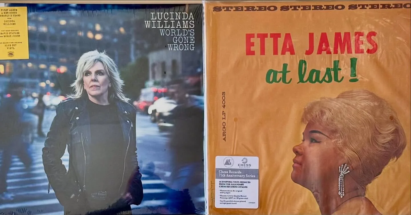 Records of the Day: two great new releases. Brand new Lucinda on &ldquo;blue sky&rdquo; color vinyl! She&rsquo;s so cool and always awesome. And a new high end analog audiophile version of At Last. Plus lots of great unusual reggae reissues and more.