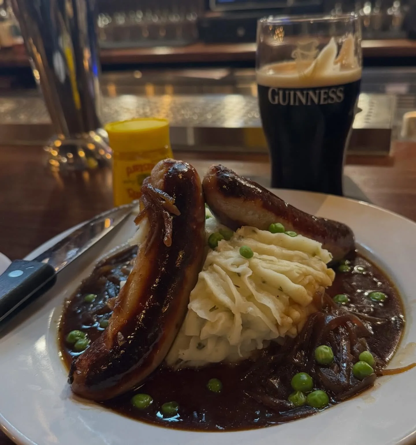 The Burren House is a two year old Irish pub across the street from the store. The pub food is as good as it gets, and they pour a superb Guinness. A trip to the pub and record shopping sounds like a fantastic outing!

#irishpub #bangersandmash #guin