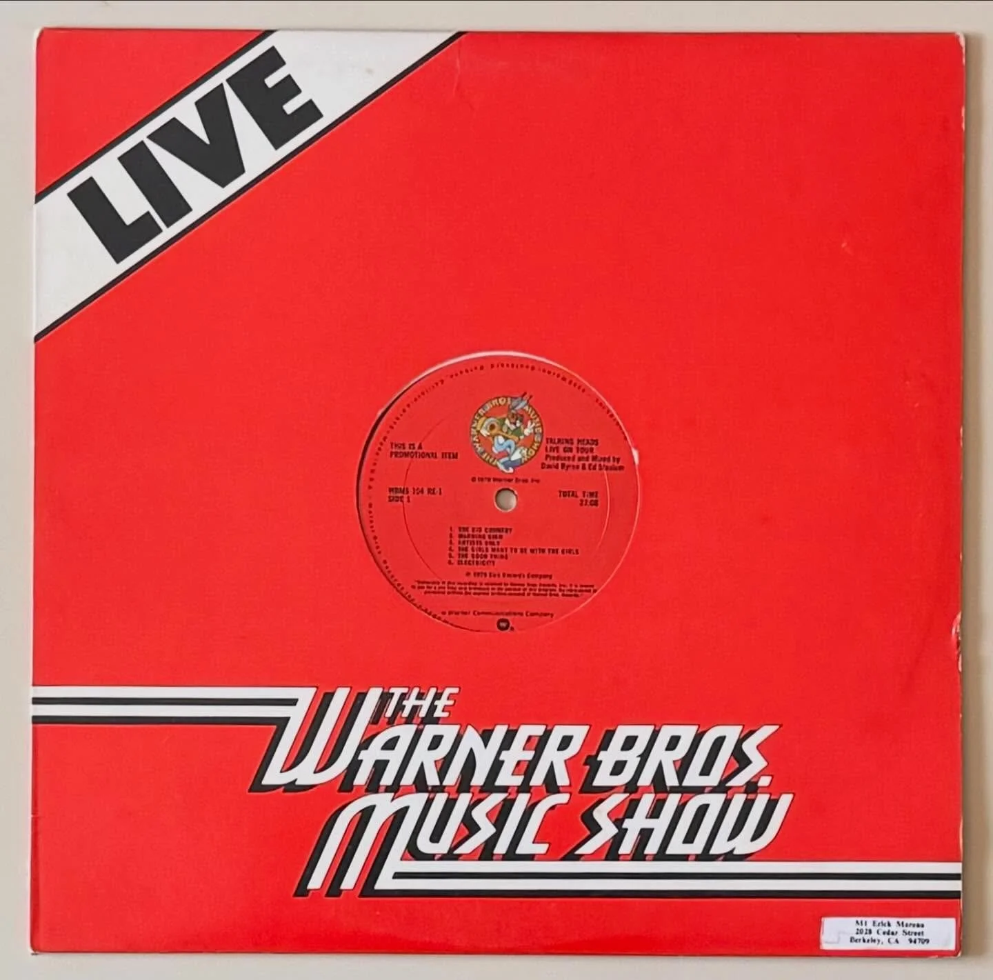 Record of the Day: Talking Heads official 1979 promo only official luv (I meant live) album, scarce and clean with great sound quality! Also in this batch going out first thing today Ramones, Clash, Devo, Smiths, Sex Pistols, Sparks, Cramps and more.