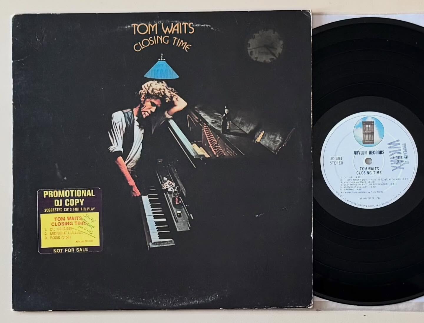 Record of the Day: beautiful vinyl and super nice cover for this title, best copy I&rsquo;ve ever seen! Am putting out more good used albums today, and Record Store Day is tomorrow. Open 11 to 6 come on in!

#tomwaits #closingtime #promo #singersongw