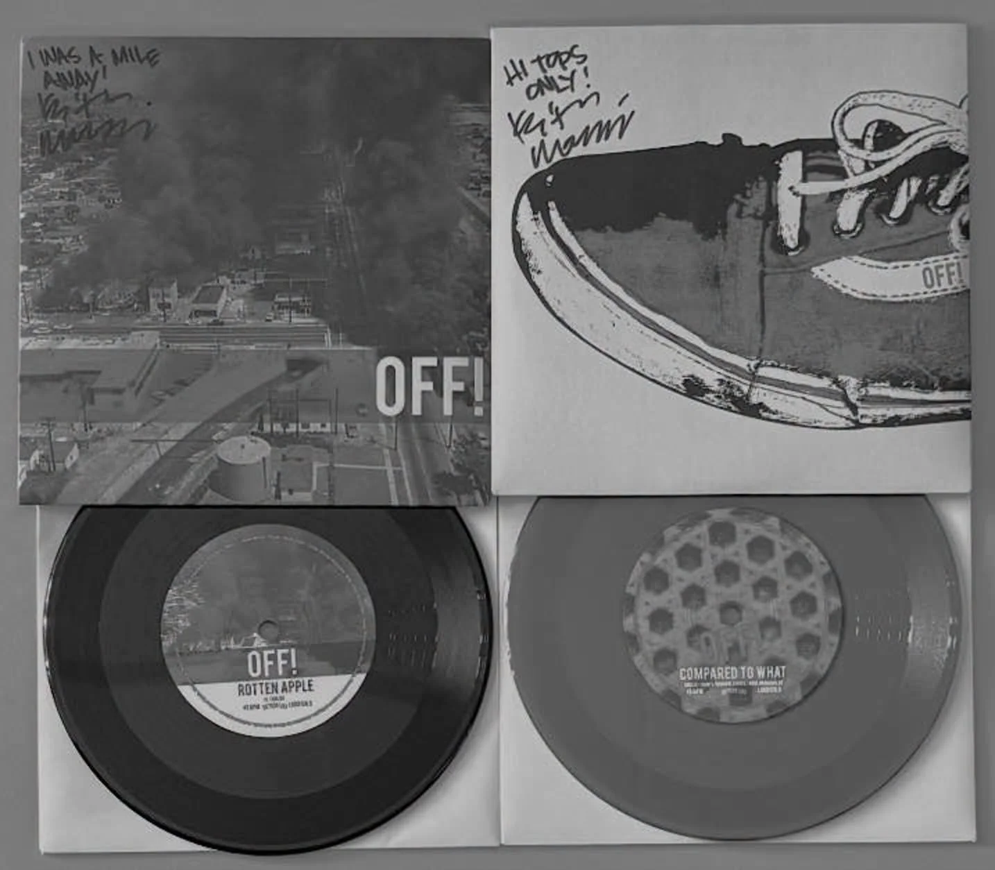 Records of the Day: first a big thank you to everyone who shopped at the store yesterday for Record Store Day it was another great one. Anyway, these were signed by Keith Morris at the first Bay Area Off! show in 2011, with their original lineup, at 