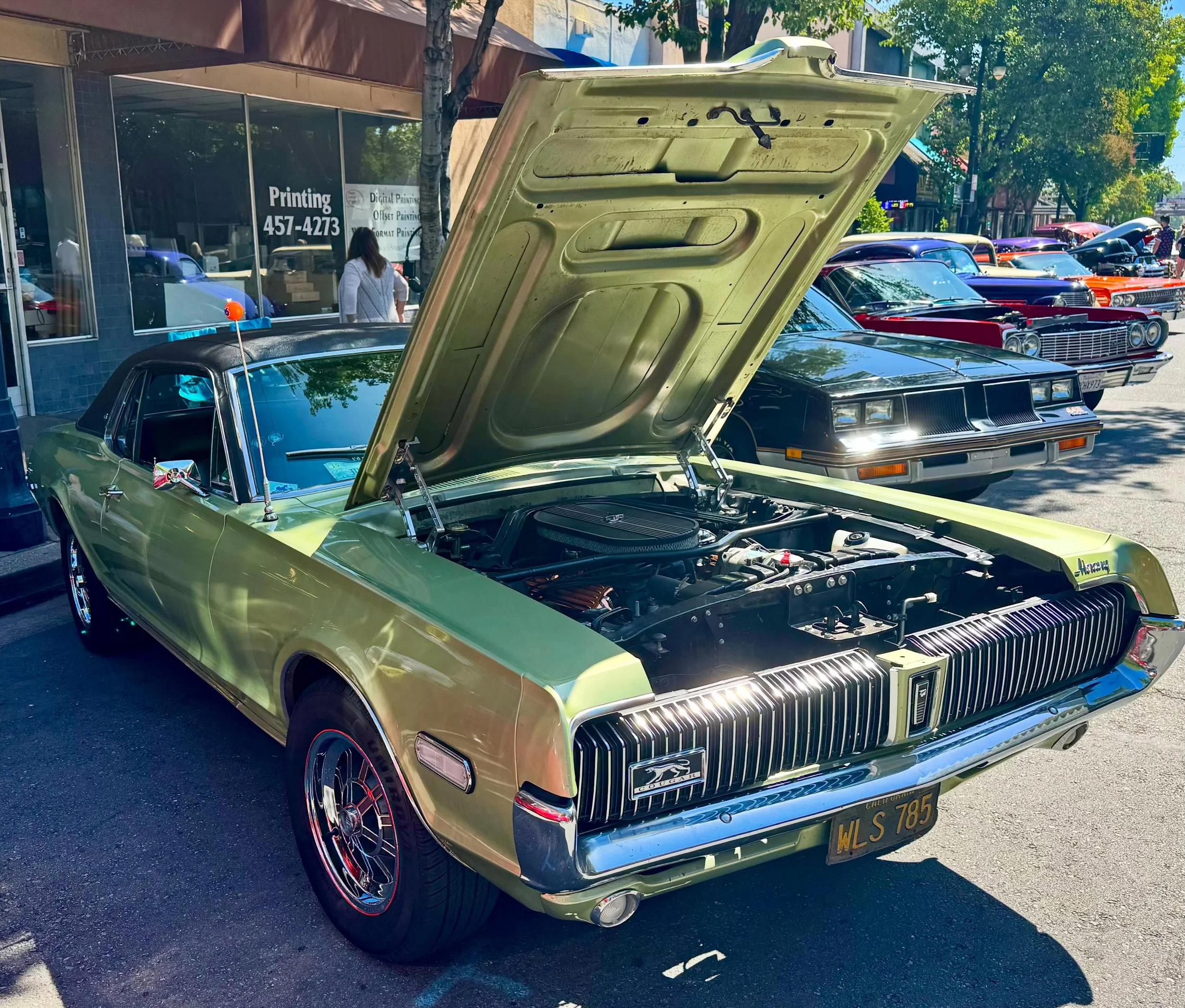 The annual May Madness car parade is on the street on the of our store today! The first car is the exact one I had as a teenager! Same color same black vinyl top. The store is open until 6 today come on in! P.S. there is easy parking a five minute wa