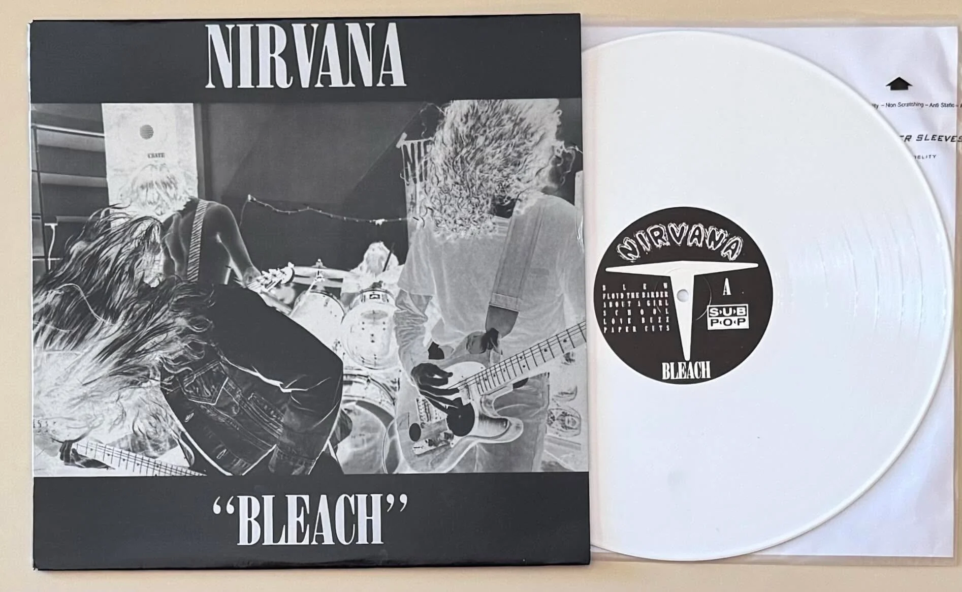 Record of the Day: mega-rare 1989 minty white vinyl original! No poster. Only 1,000 made , the previous owner ordered it by mail when it came out directly from Sub Pop. It is the priciest record the store has ever had in our 28 years. It&rsquo;s an o