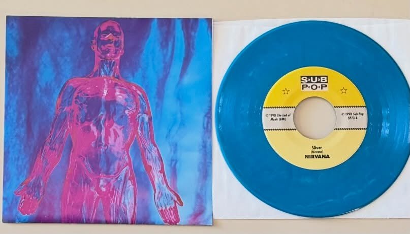 Record of the Day: warped but plays mint- and otherwise looks mint-. What a great single. I&rsquo;ve been putting out great records all week. The store is open 11 to 6 come on in!

#nirvana #kurtcobain #subpop #grunge #colorvinyl