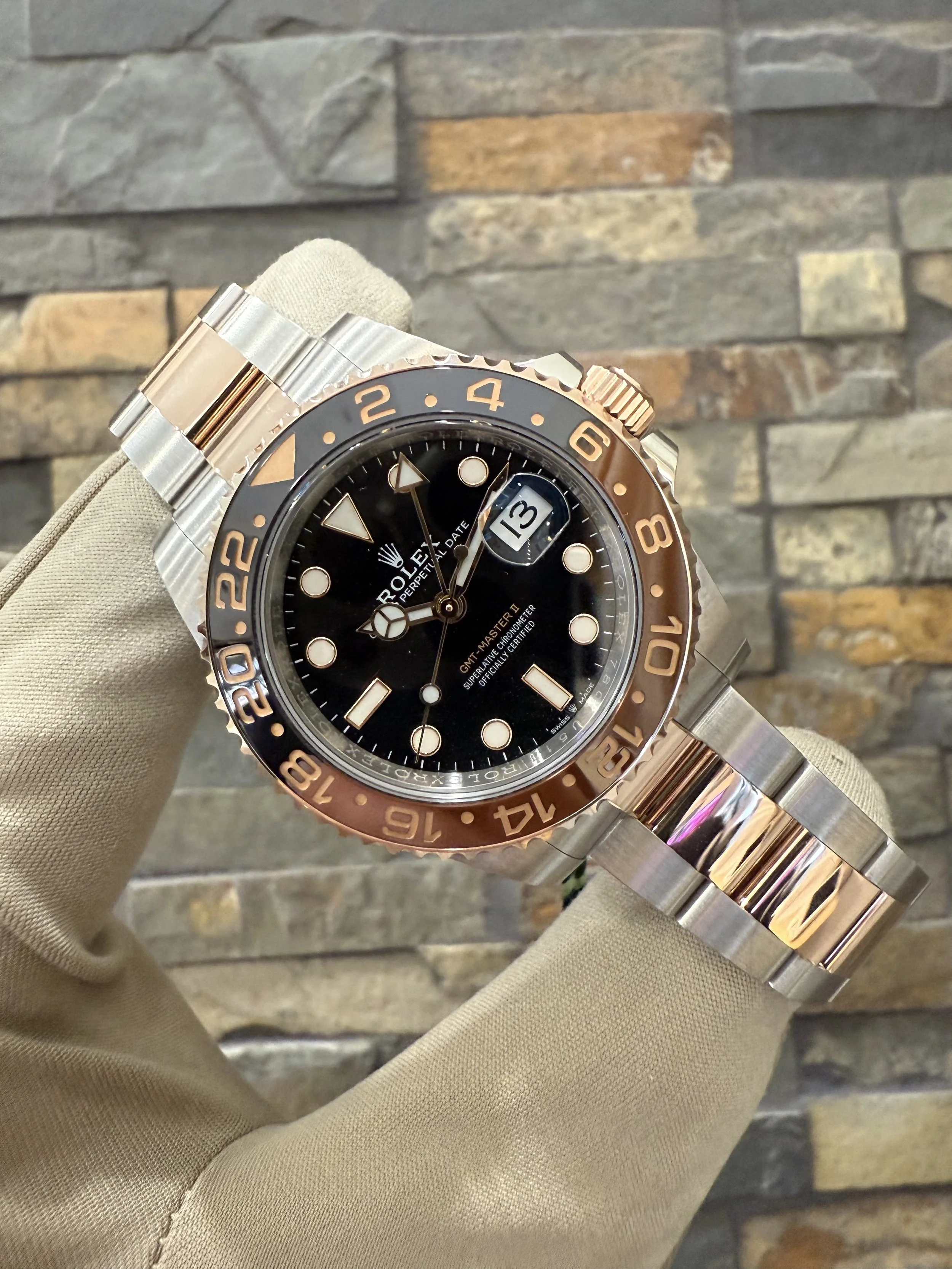 2021 Rolex Rootbeer GMT II 126711CHNR with box and papers. Call or stop by our shop
