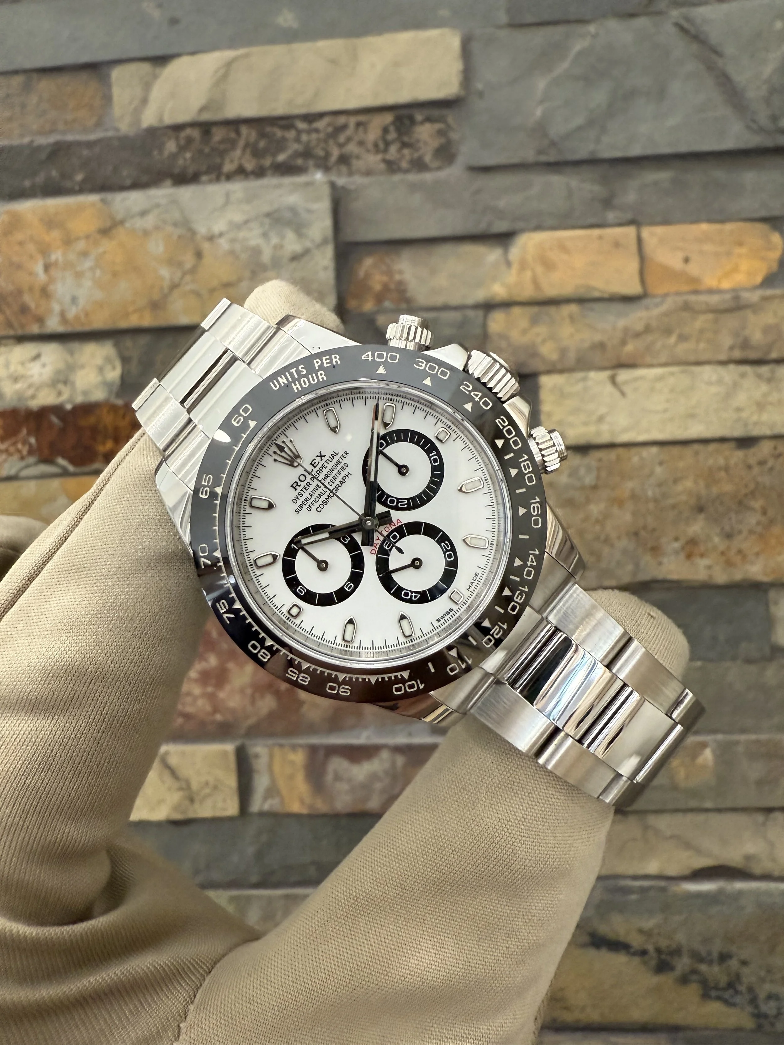 2020 Rolex Panda Daytona REF #116500LN with box and papers. Call or stop by our shop