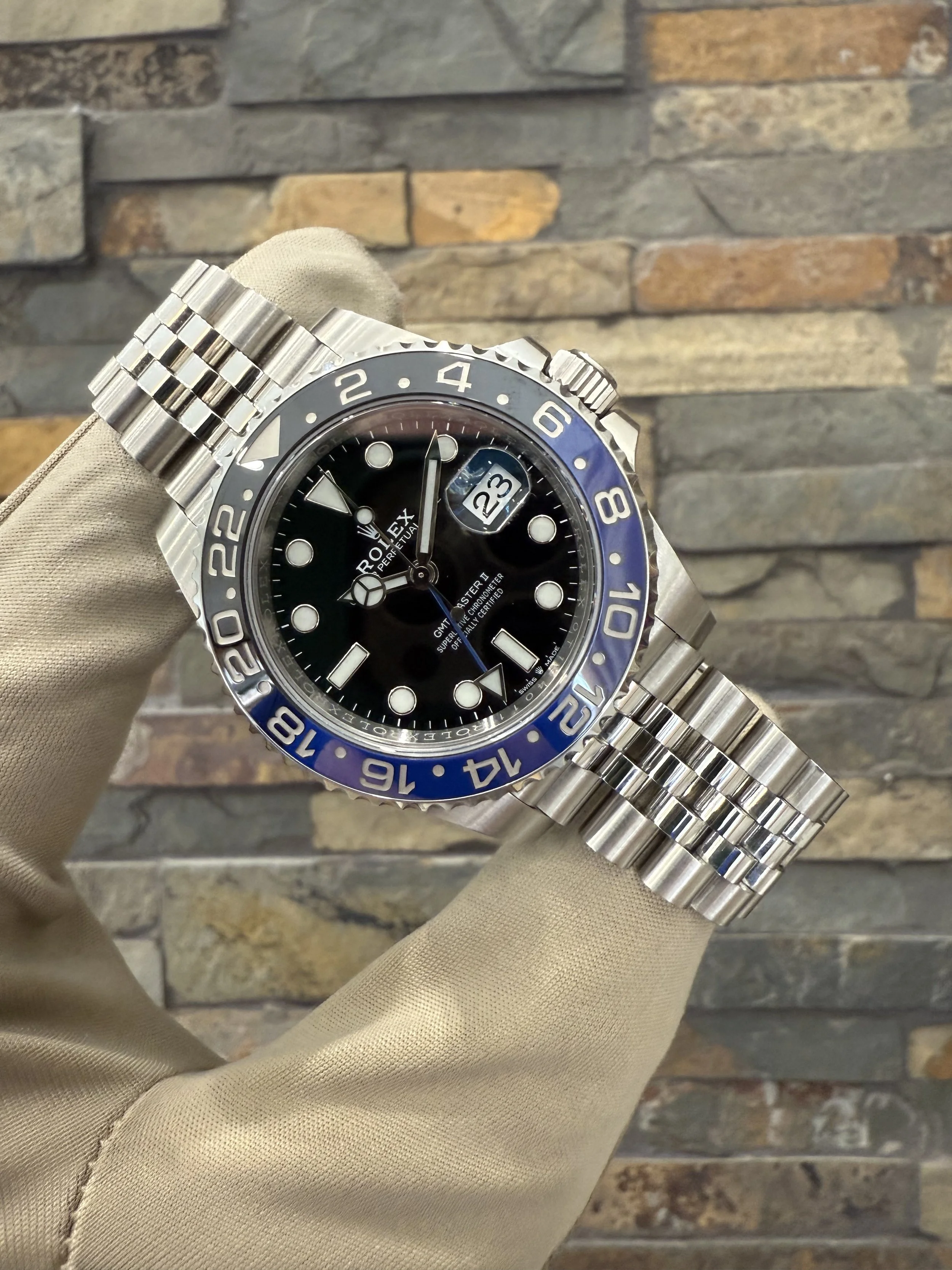2024 Rolex Batgirl GMT II REF #126710BLNR with box and papers. Call or stop by our shop