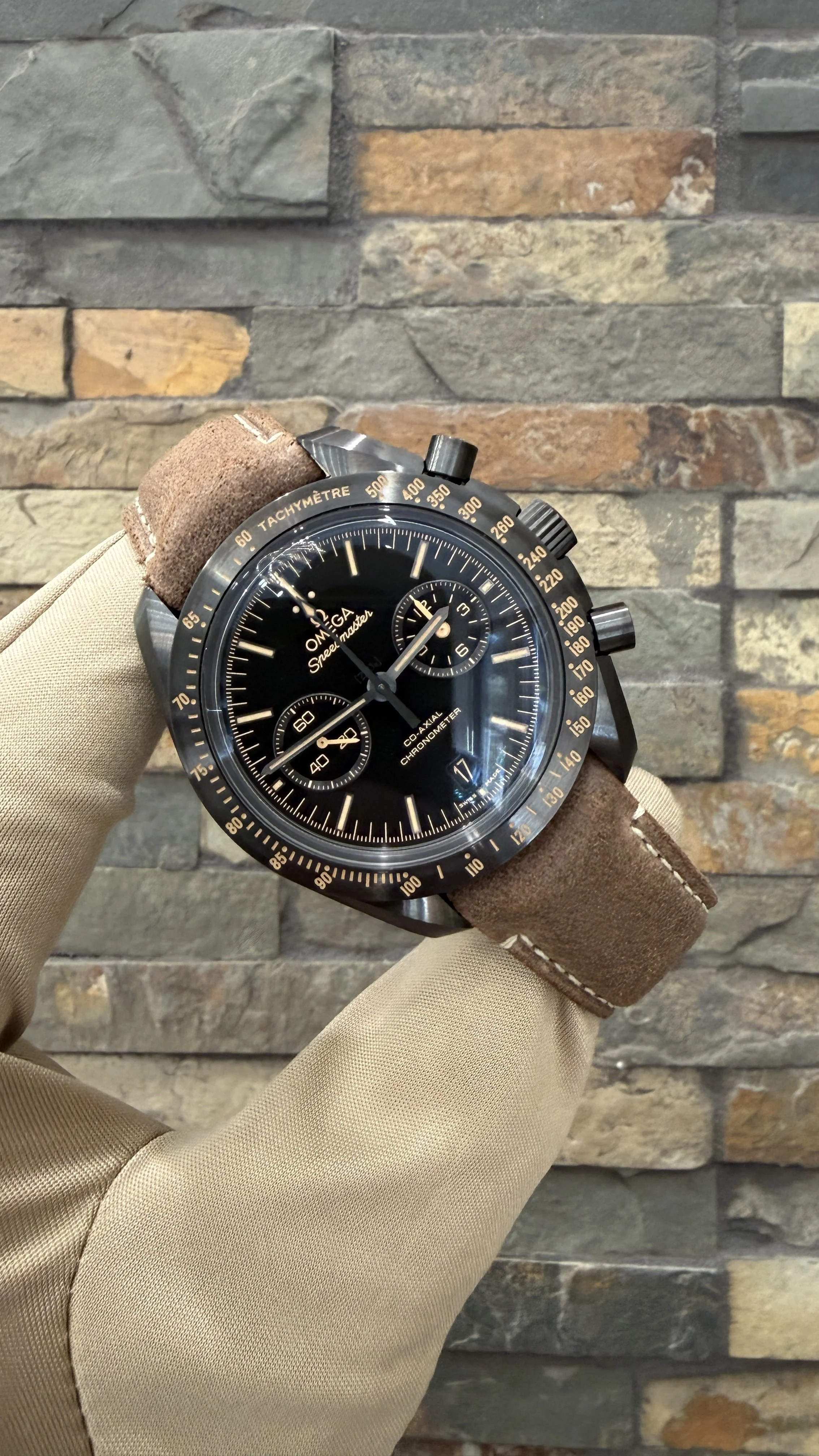 2017 Omega Dark Side of the Moon Speedmaster 44mm REF #311.92.44.51.01.006 with box and papers. Call or stop by our shop