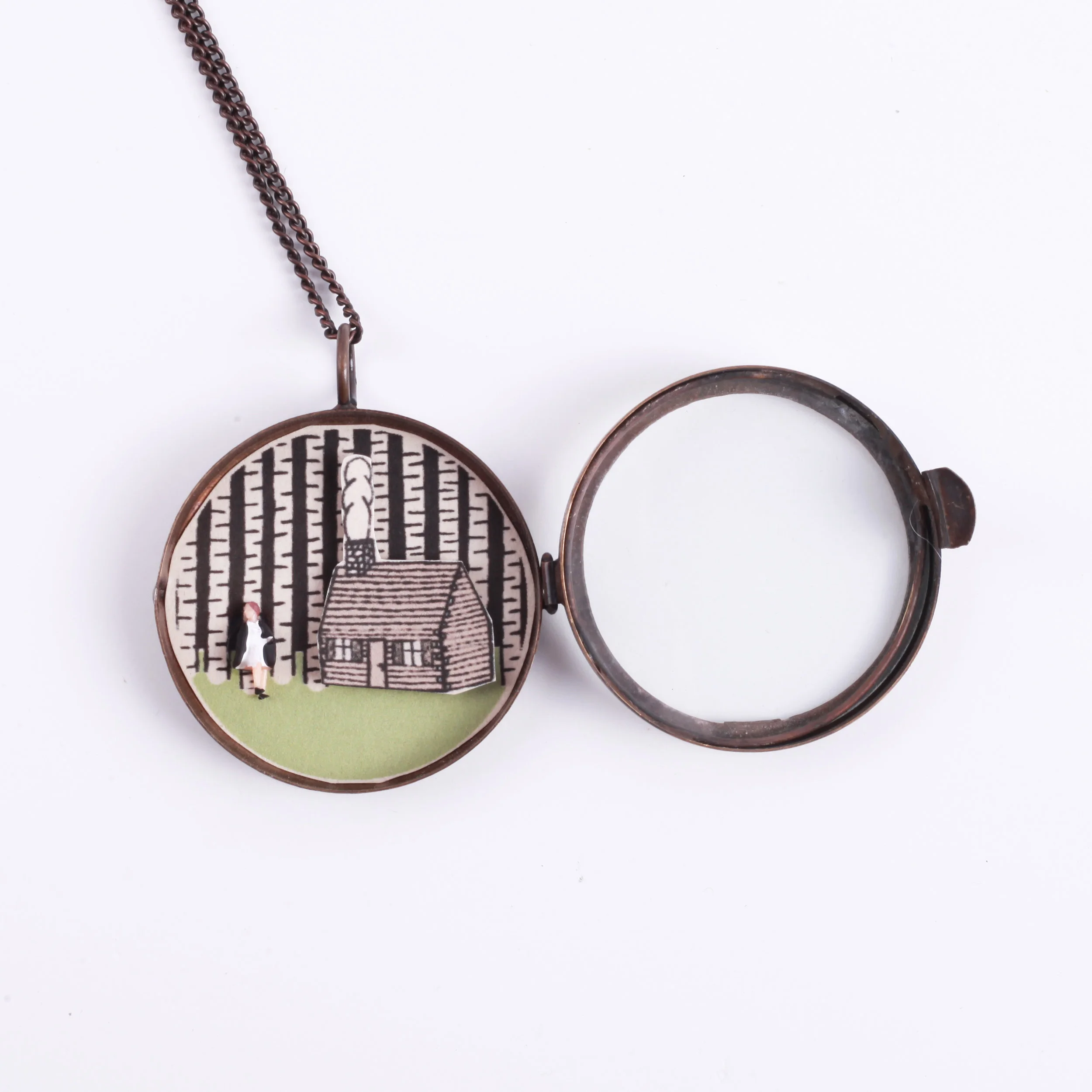 "Esther Finally Arrives at the Cabin" Diorama Locket