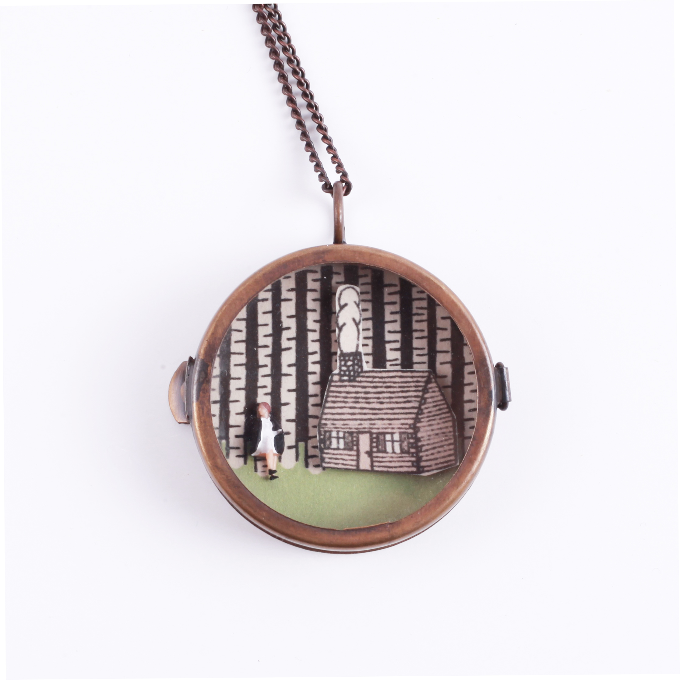 "Esther Finally Arrives at the Cabin" Diorama Locket