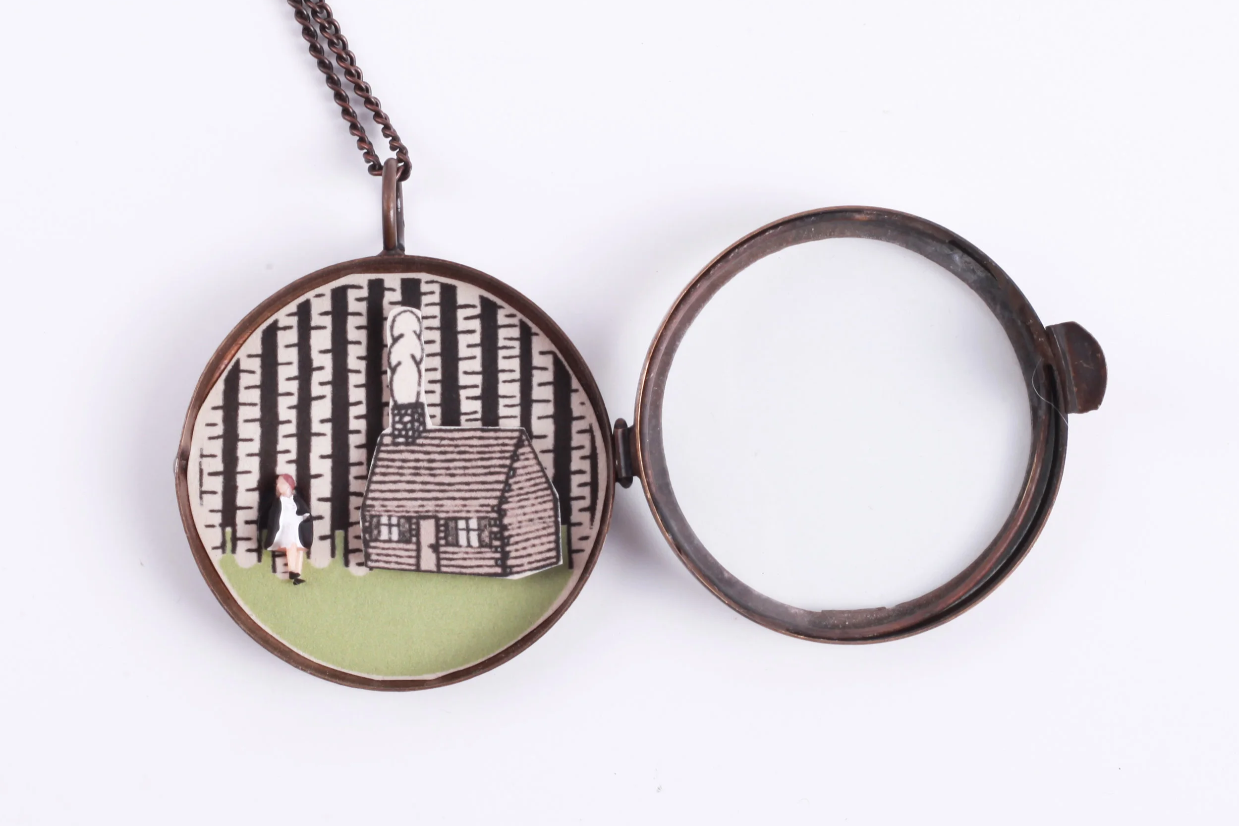 "Esther Finally Arrives at the Cabin" Diorama Locket