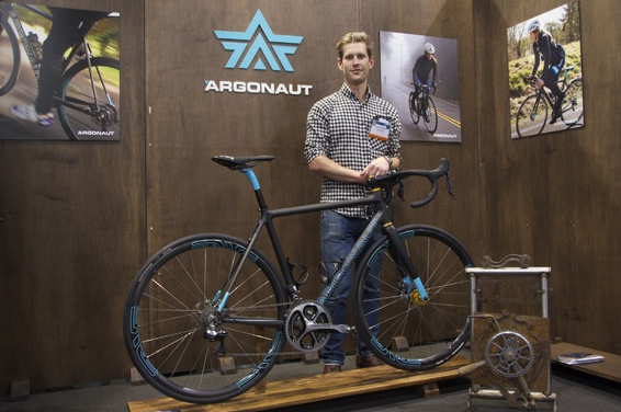 Ben Farver of Argonaut Cycles won “Best in Show” for his carbon-fiber gravel racer. “The hand-built side has often been a leader of what’s coming next,” Farver said. “It can be looked at as a trendsetter in a lot of ways.” (Christina Cooke)