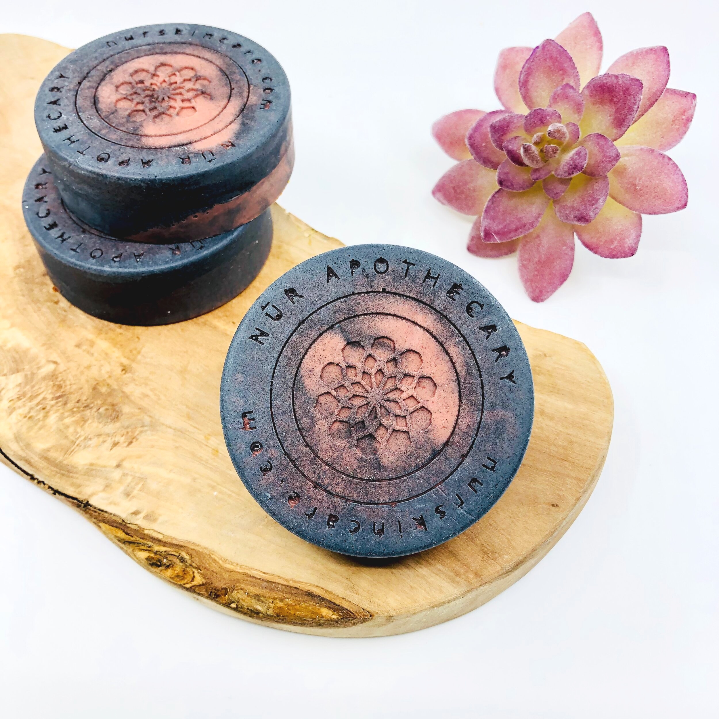 NŪR Moroccan Rose Clay + Activated Charcoal Soap - Acne Prone Skin