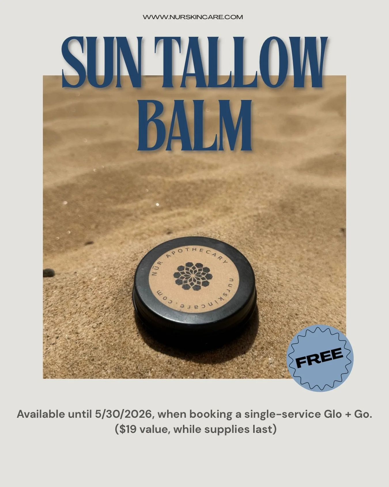 ☀️ Book a Glo + Go and get a FREE Sun Tallow Balm!

Our eco friendly SUN TALLOW BALM  is handcrafted in small batches using grass fed beef tallow, and non-nano zinc oxide. It goes on buttery smooth and does not leave a white cast! Take advantage of t