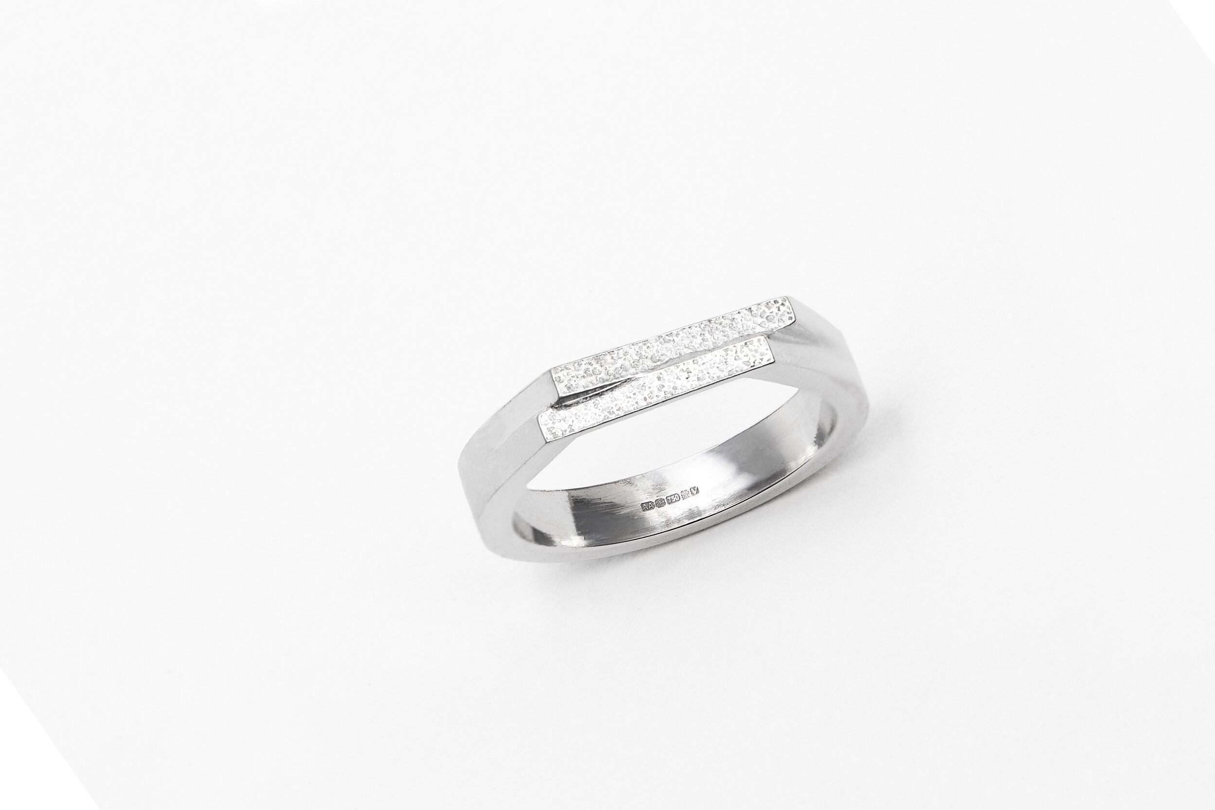 Norman &amp; Brenda's 18ct White Gold Double 'Granite' Ring