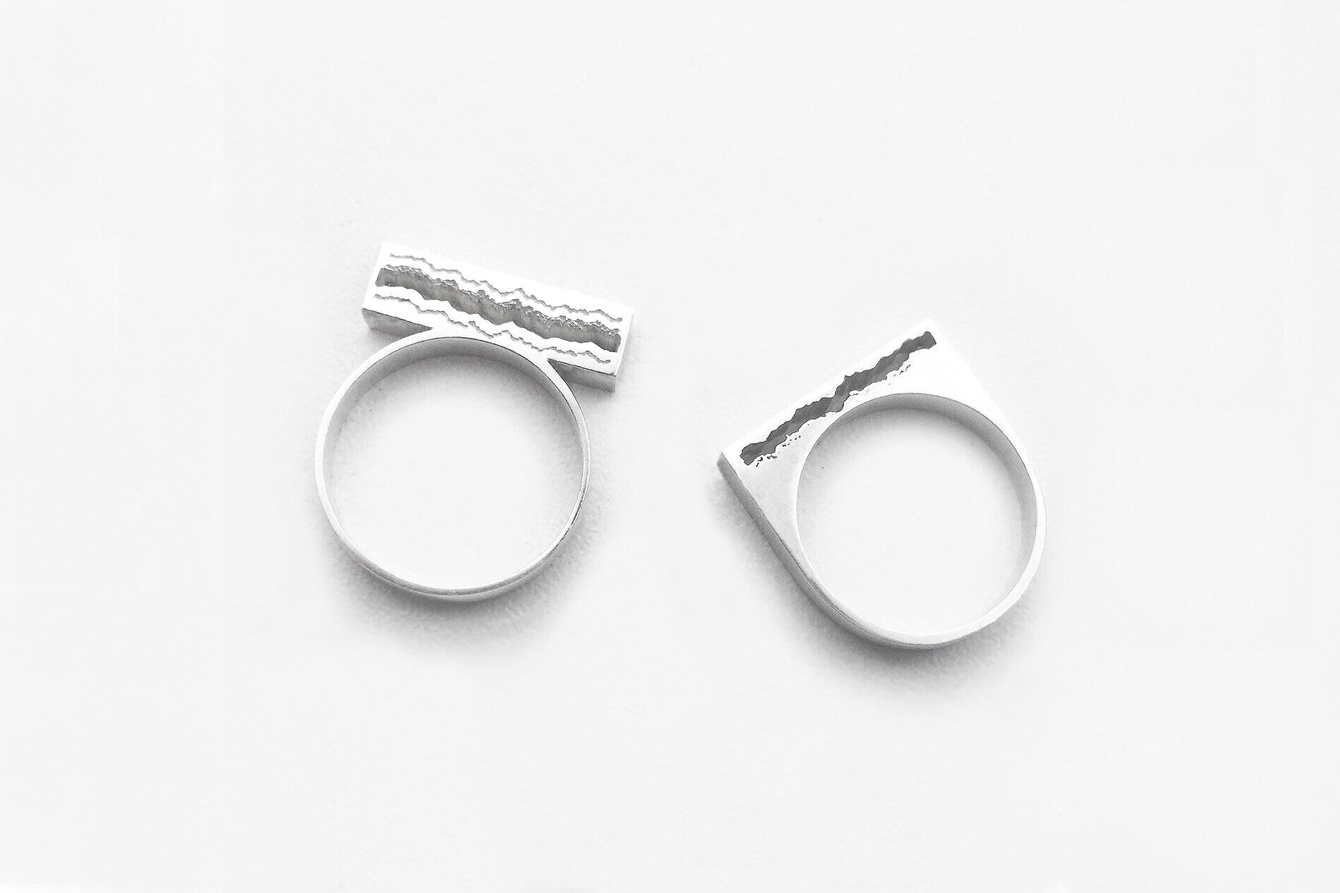 Pair of Custom Sterling Silver Rings