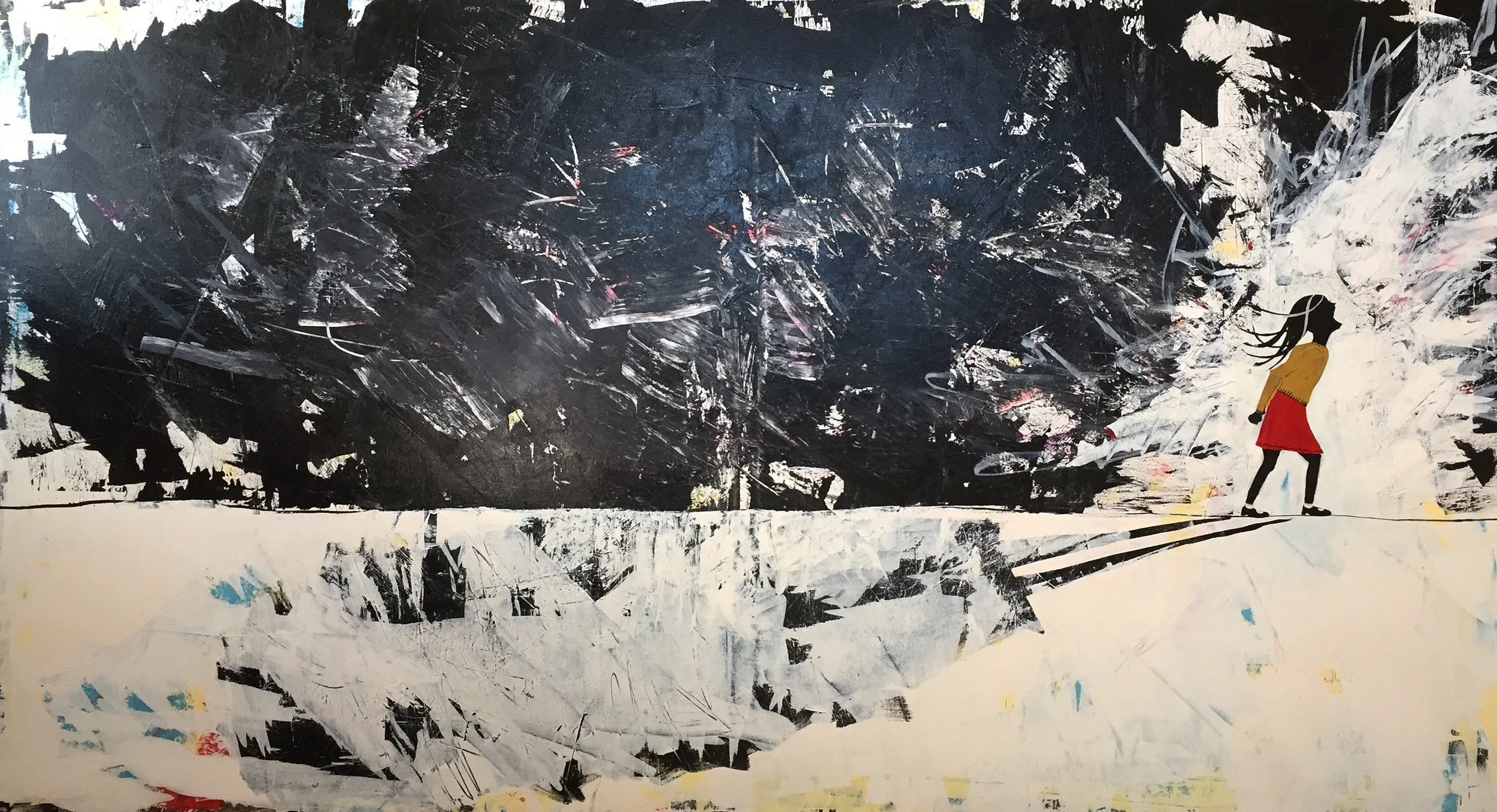 Roar, acrylic on canvas, 62x36, Sold