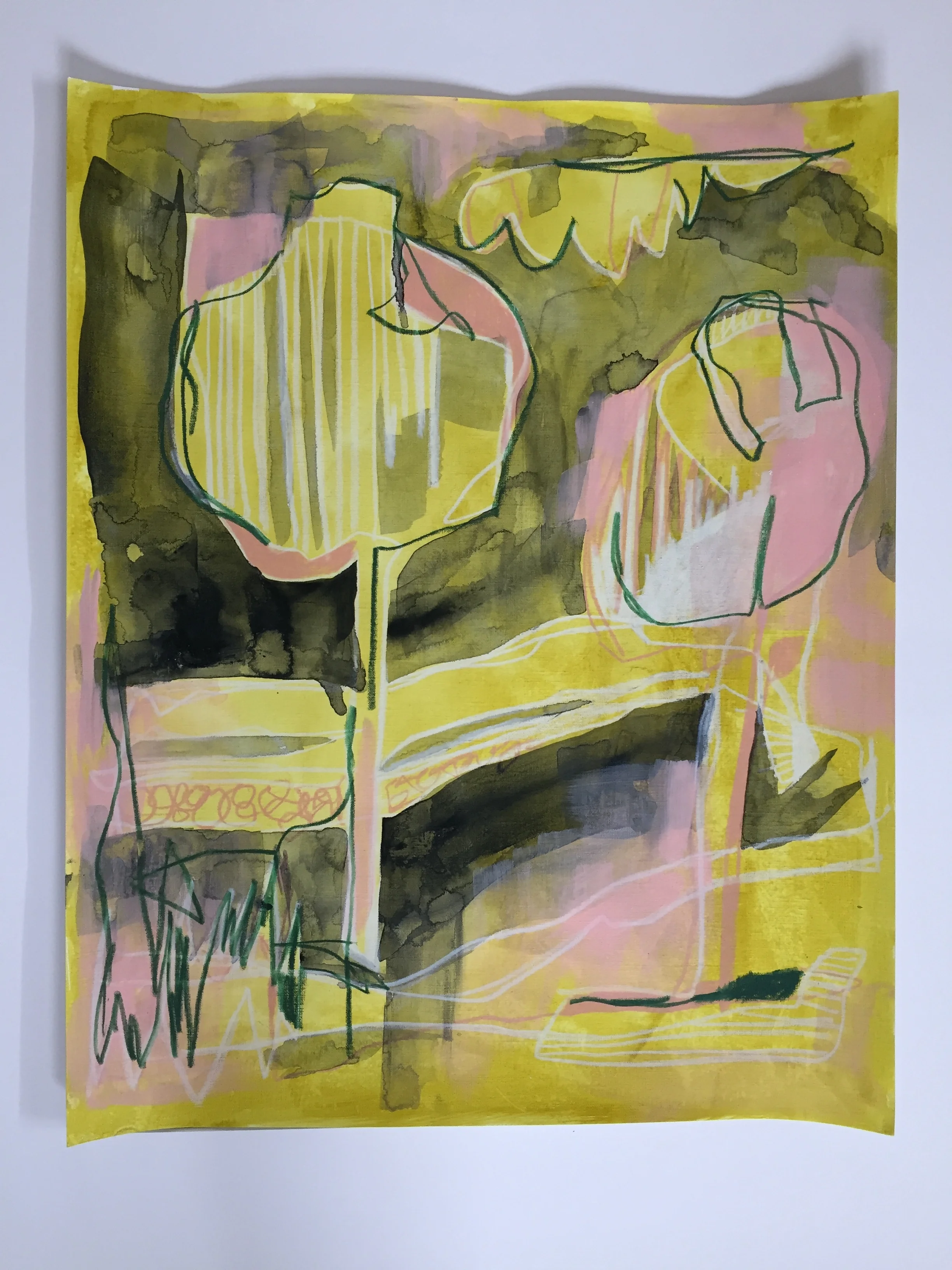 Riverfront, mixed media on paper, 16x20, -90