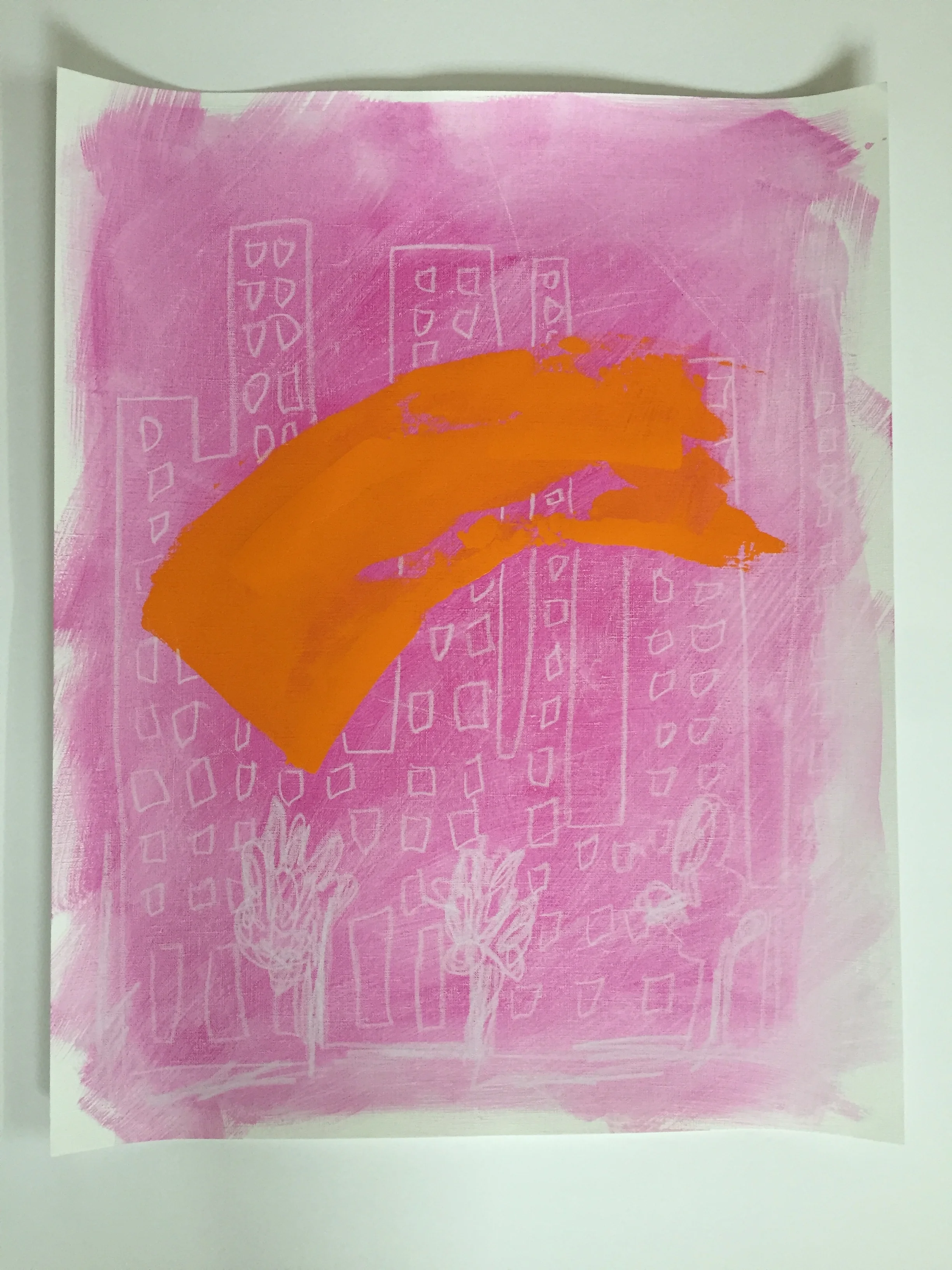 Not Just a Cityscape 1, mixed media on paper, 16x20, -90