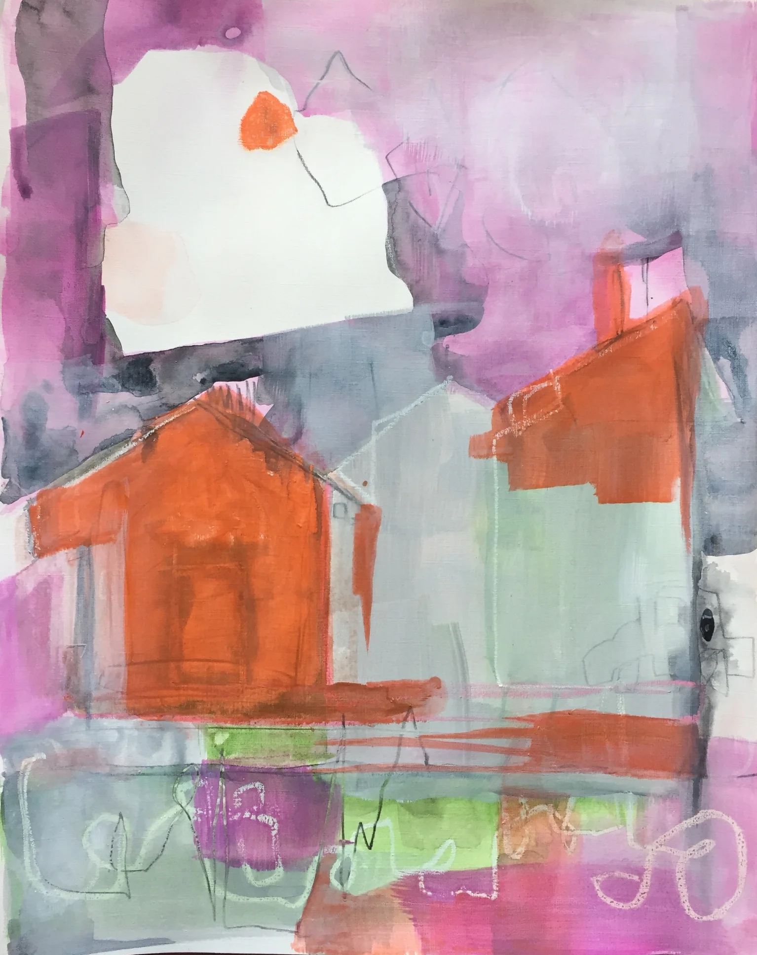 The Hearts  Are the Same In All the Houses, mixed media on paper, 16x20  SOLD