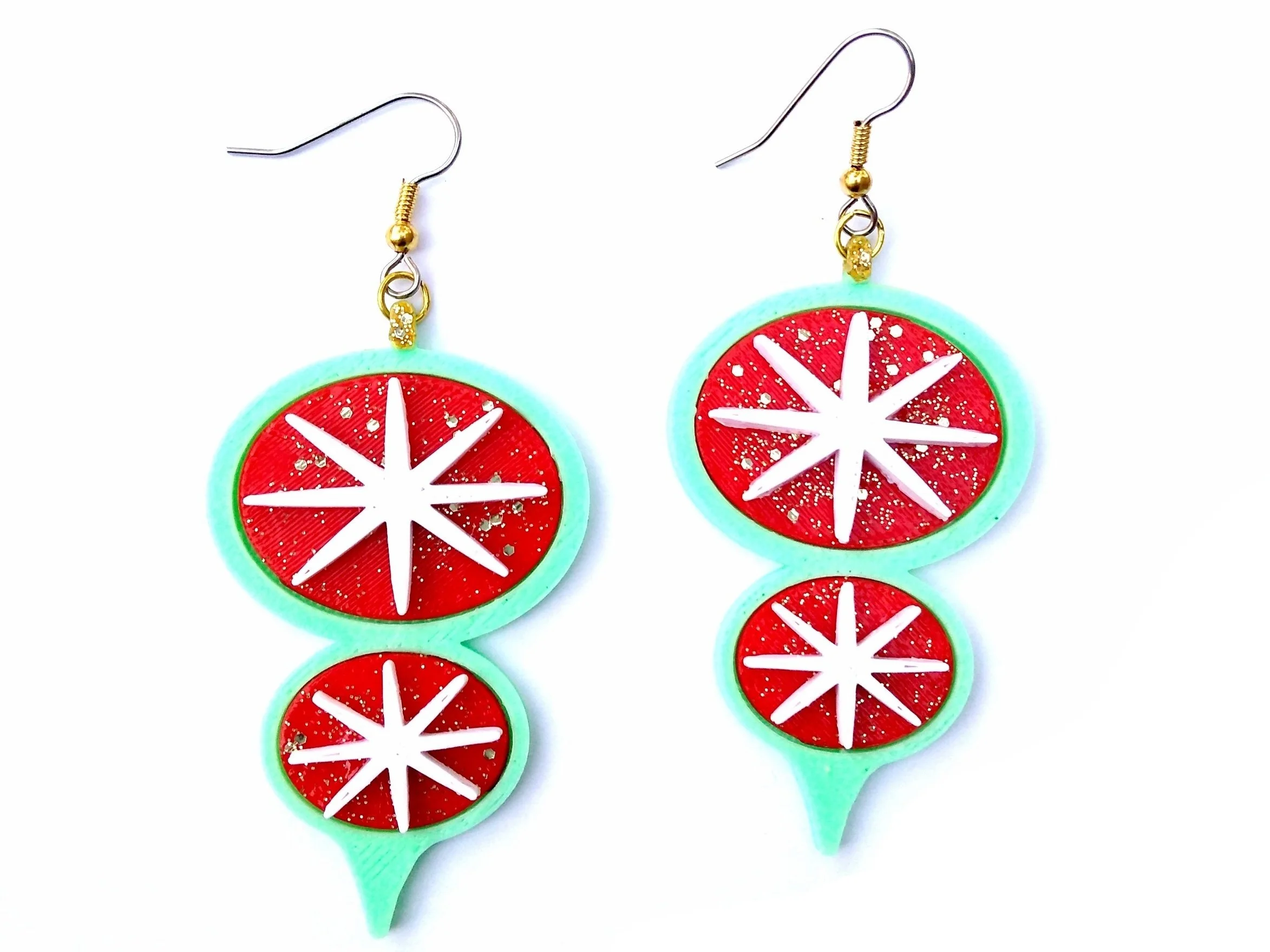 Retro Christmas Ornament Earrings Mint Shop 3D Printed Earrings