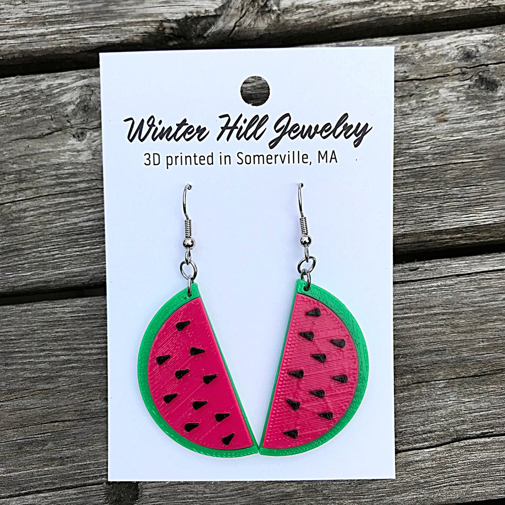 3D printed lime dangle earrings / Lightweight bright summer beach earrings  of eco-friendly plant-based plastic - Studs