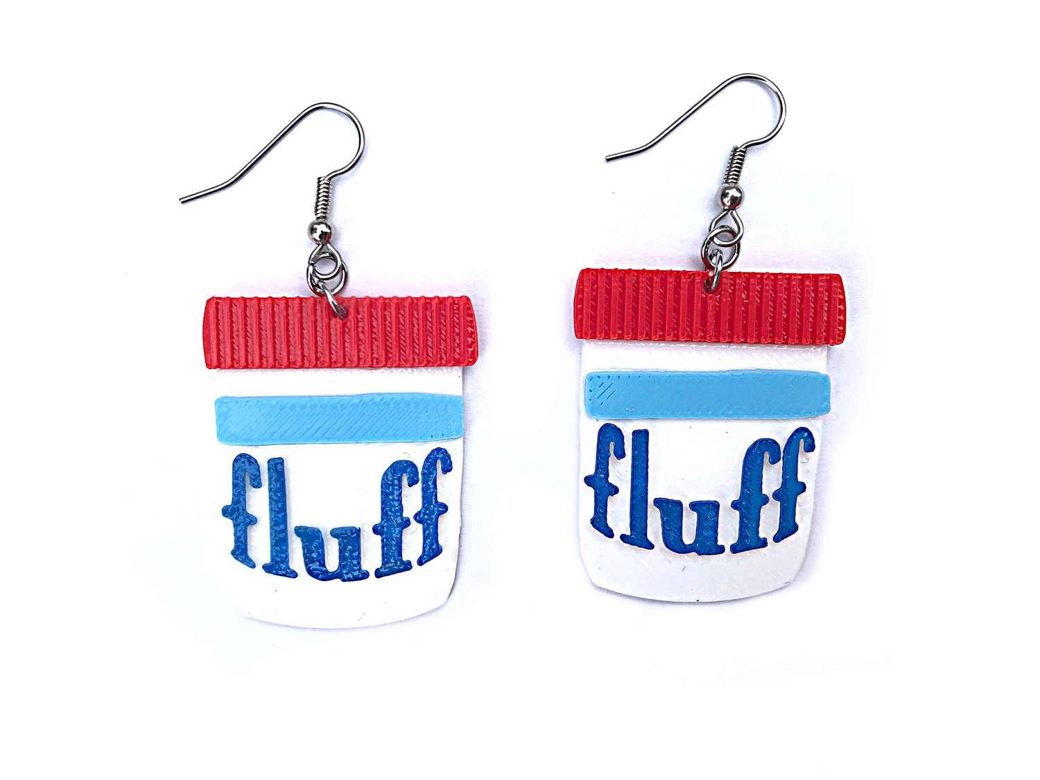 Fluff earrings / 3d printed marshmallow fluff dangly earrings