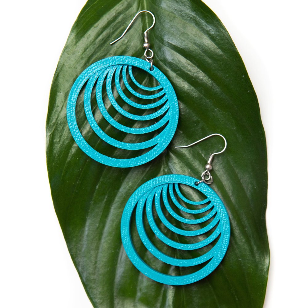 3D printed big circle earrings - Eco-friendly plant-based plastic  lightweight statement earrings - Big geometric earrings - Studs