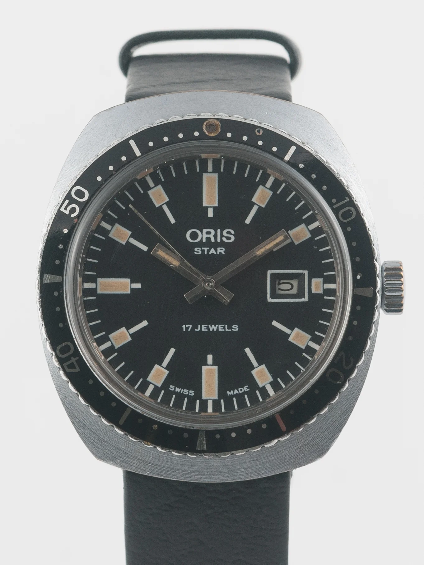 Oris Star 17 Jewel Manual Mens Dive Watch on strap 1960s
