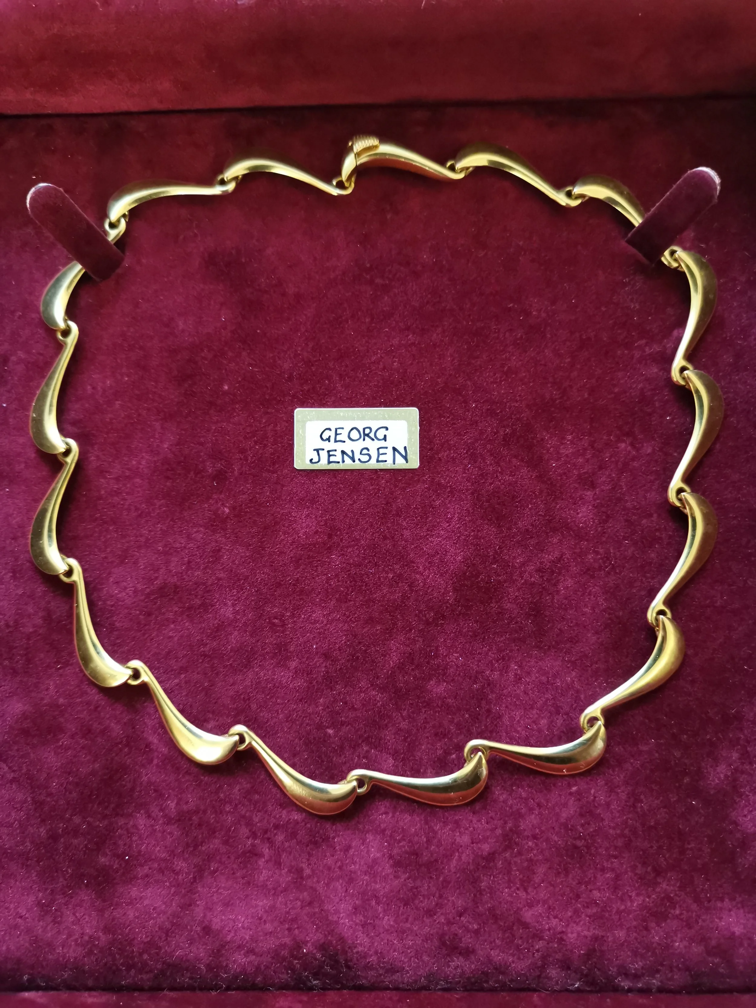 Georg Jensen 18ct Yellow Gold Solid Linked Choker Necklace in Original Box