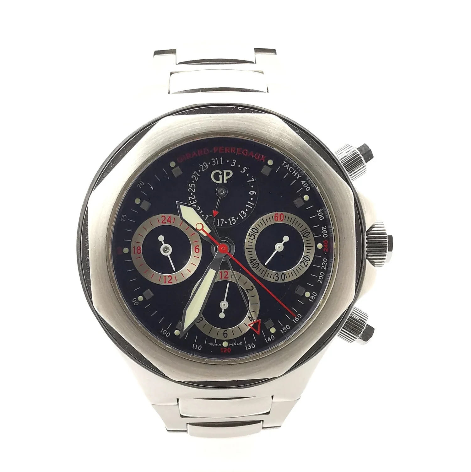 Girard Perregaux Laureato Evo Stainless steel Mens Chronograph watch 2005  Model Box Papers — About Time