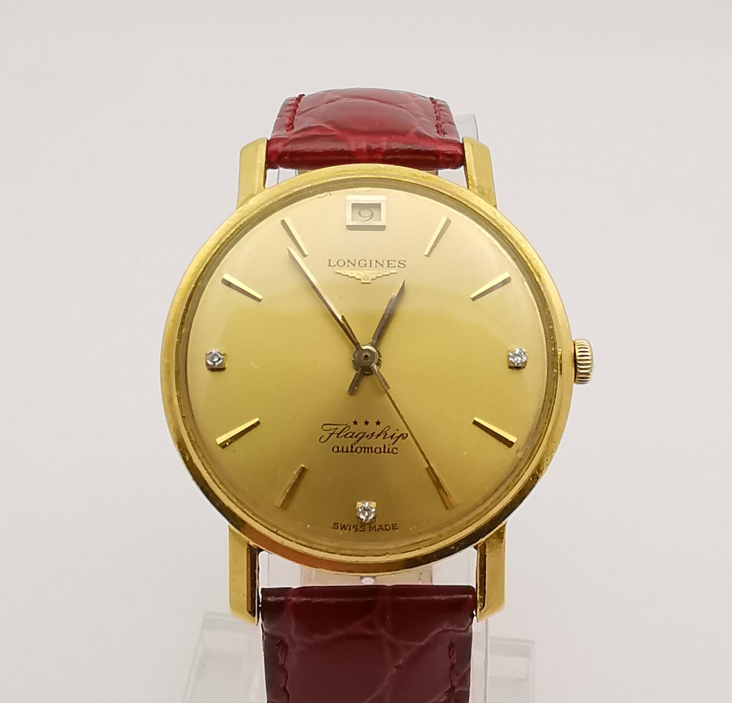 Longines Flagship 18ct Yellow Gold  Diamonds Automatic 1960's Mens watch —  About Time