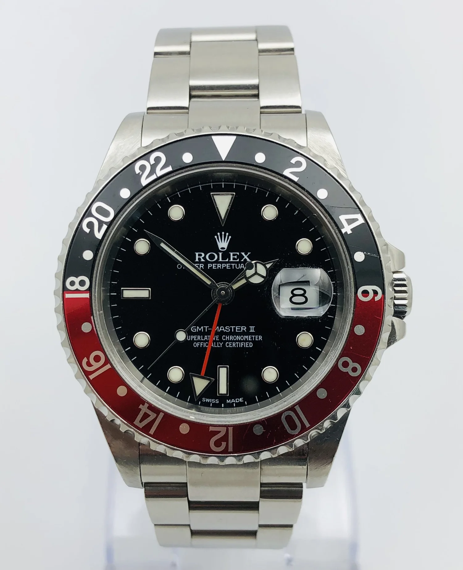 Rolex Oyster Perpetual GMT Master Pepsi Mens Wristwatch Ref 16710 from 2003  with Box, Papers, Tags, Bezel Protector, Books and even the