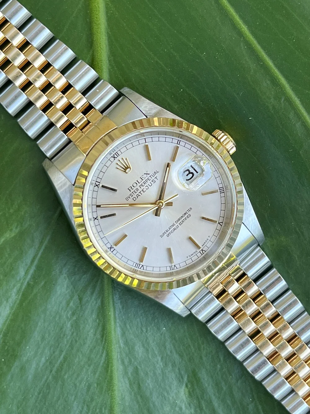 Rolex Oyster Perpetual Datejust 36 18ct Gold Steel 16233 Mens