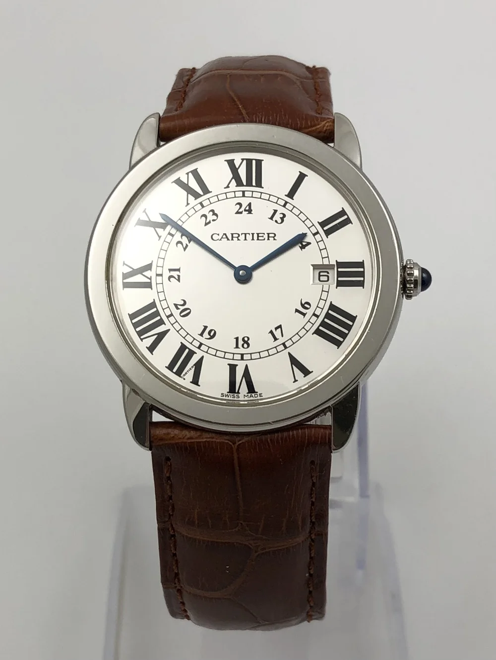 Cartier Ronde Cartier Leather Watch Band Cartier Ronde Solo De Cartier  Stainless Steel Mens 36mm Wristwatch