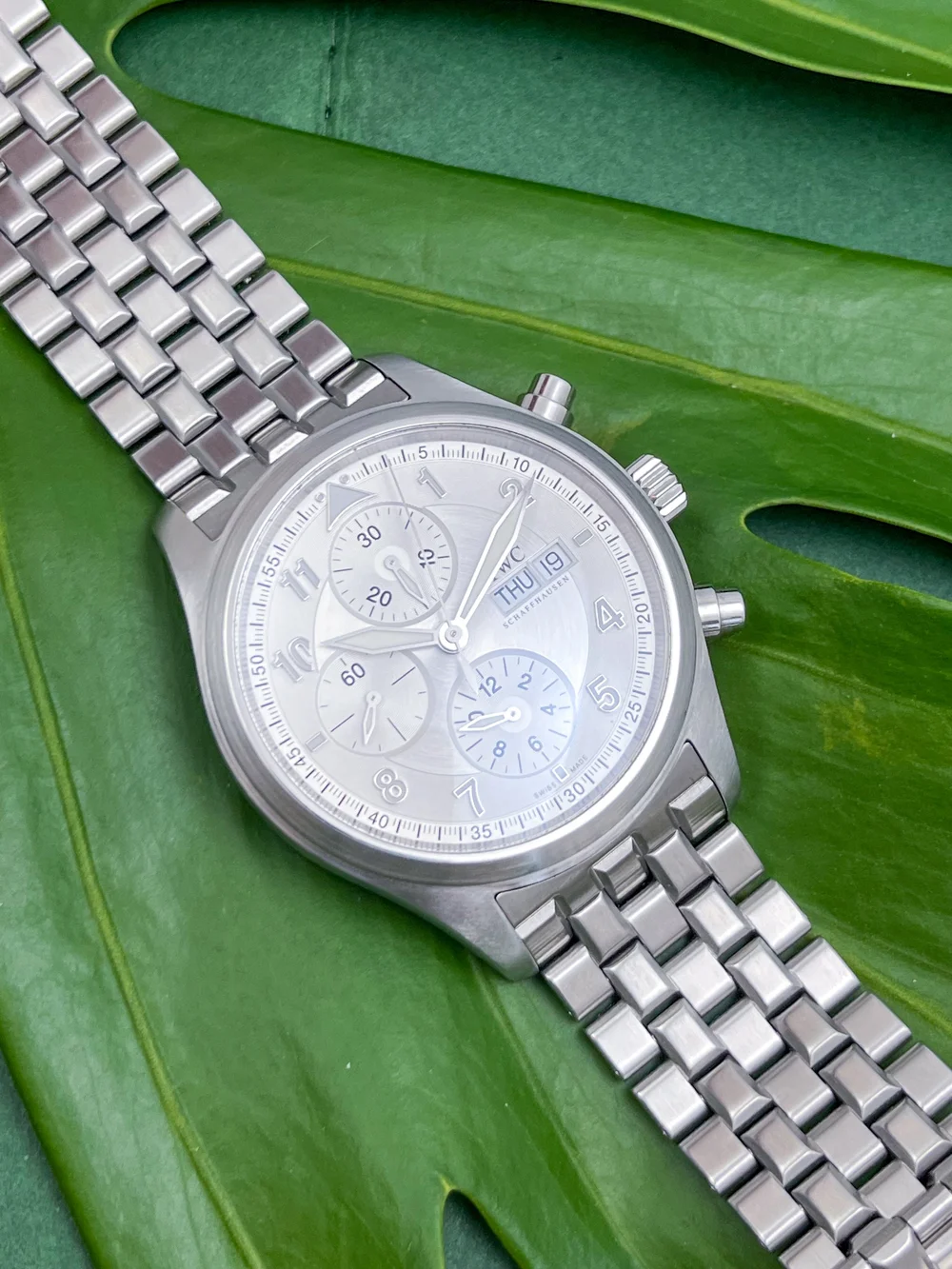 IWC PILOT SPITFIRE Chronograph 42mm Automatic Mens Stainless Steel  Wristwatch Ref IW371705 — About Time