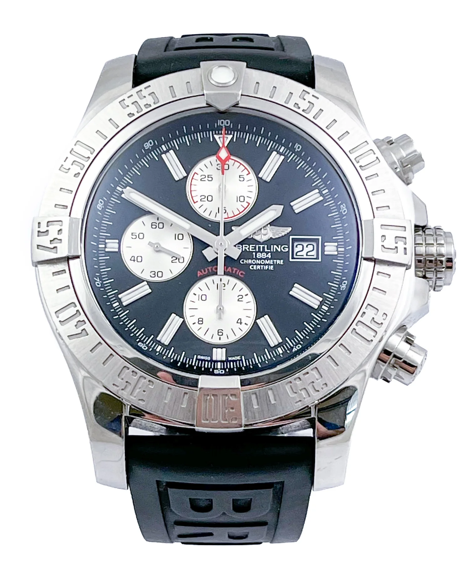 Breitling Super Avenger II Automatic Chronograph Stainless Steel Mens  Wristwatch Ref A13371 on Rubber — About Time