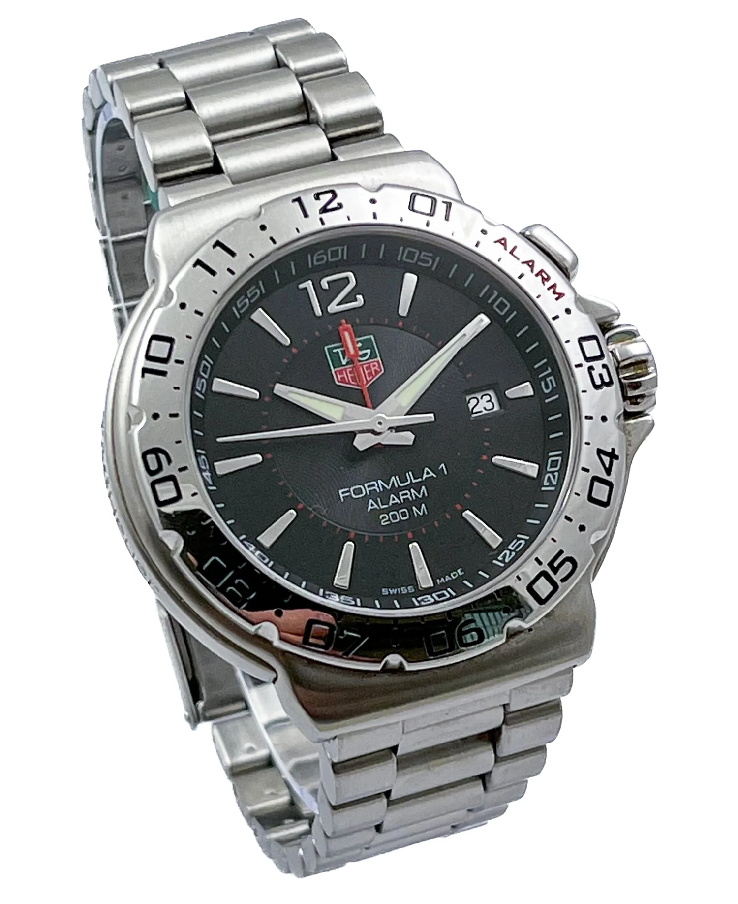 TAG Heuer FORMULA Alarm Date Stainless Steel Quartz Mens Wristwatch 41mm  Ref WAC111A from 2006 just — About Time
