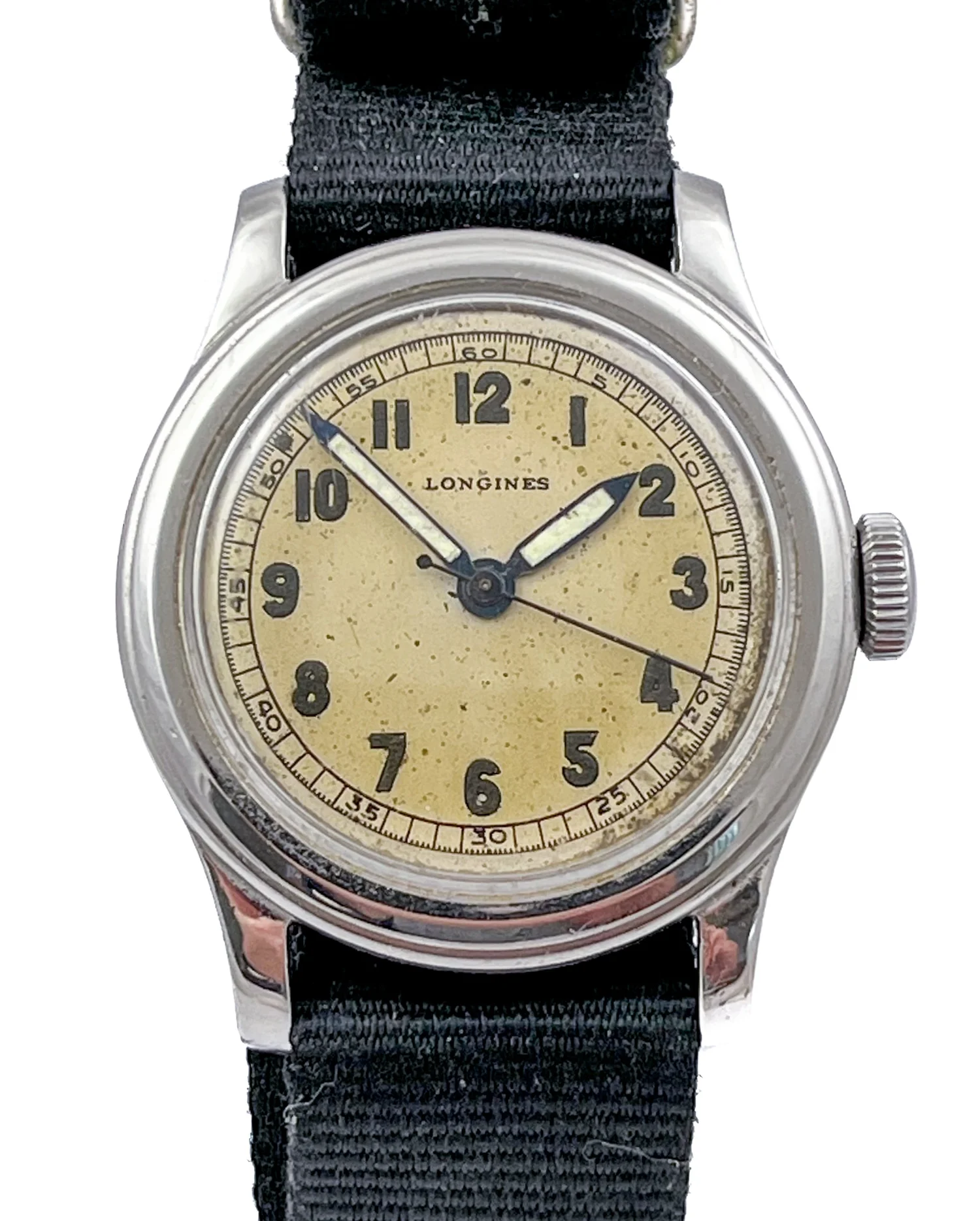 RARE Longines 1940s (1942) GERMAN MILITARY Ref 96 Stainless Steel  Wristwatch German Army Number with Calibre —  About Time