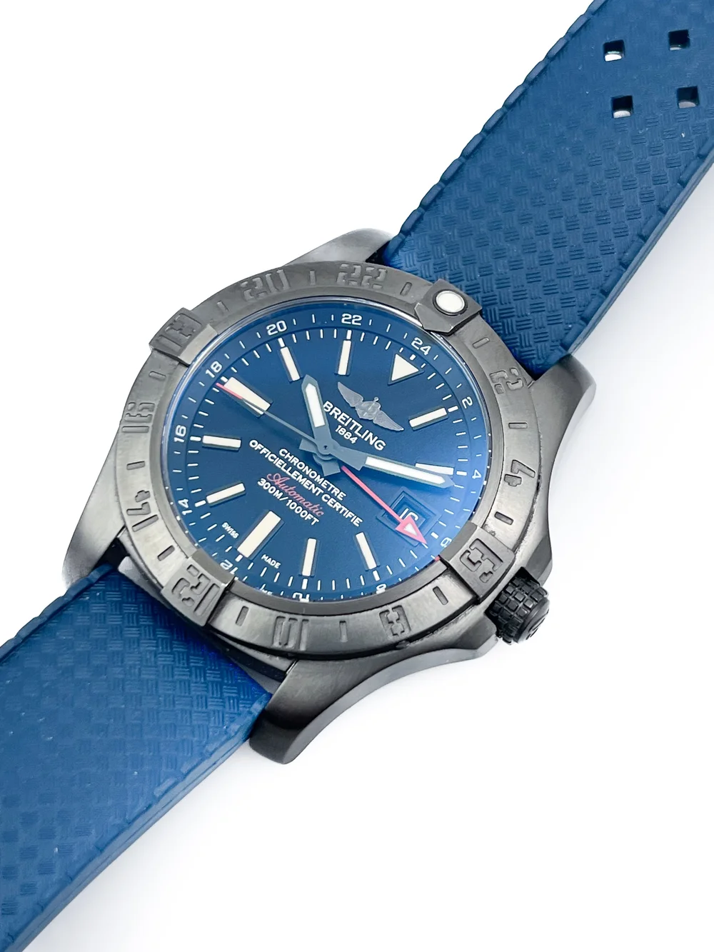 Breitling Avenger II GMT Automatic Black Steel Mens Wristwatch Ref