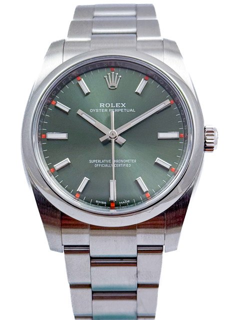 Rolex Oyster Perpetual OLIVE GREEN 34mm Stainless Steel Mens Wristwatch Ref  114200 with Original Box and Tag — About Time
