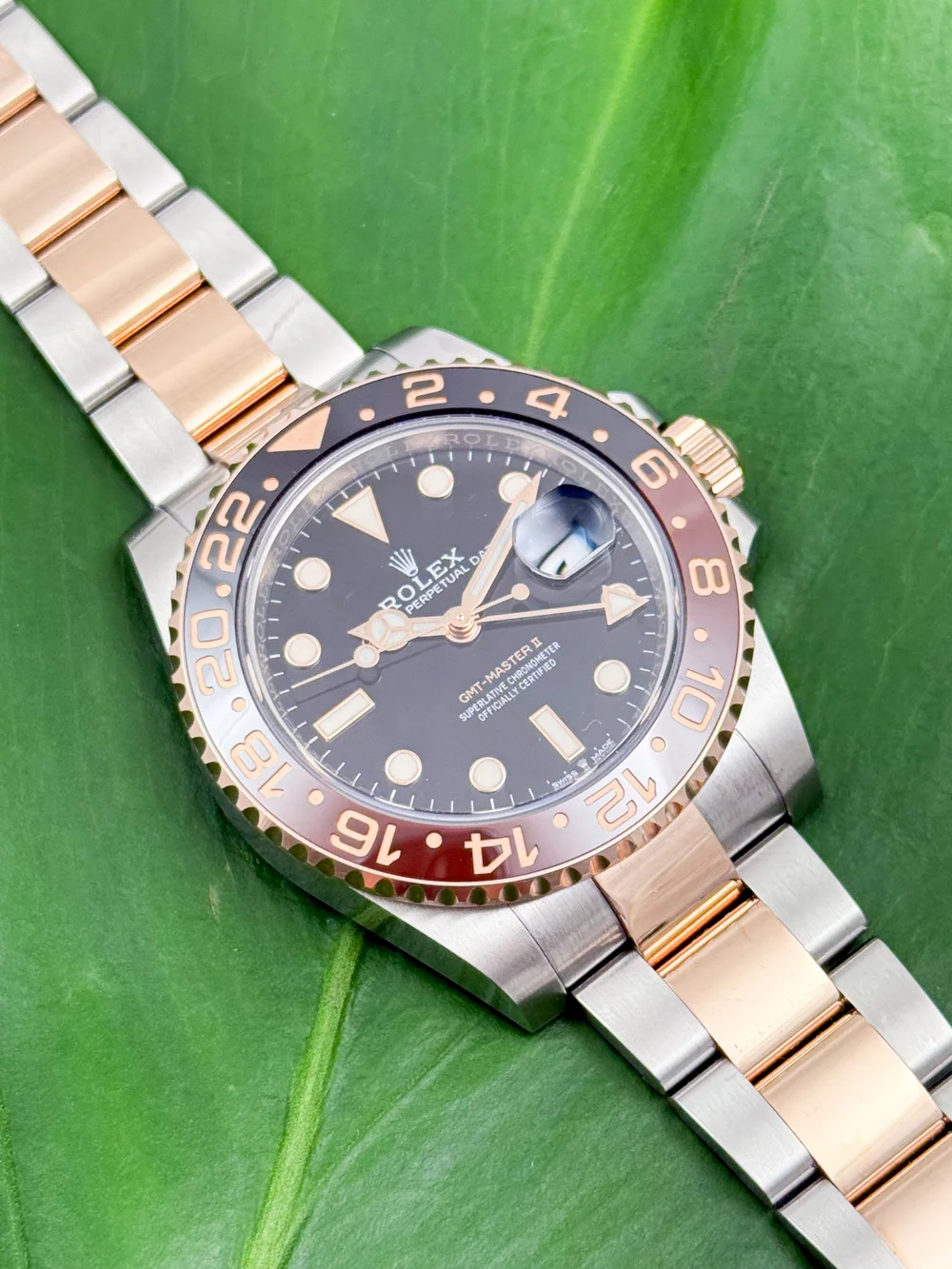 2021 Rolex GMT Master II Root Beer 18ct Rose Gold Stainless